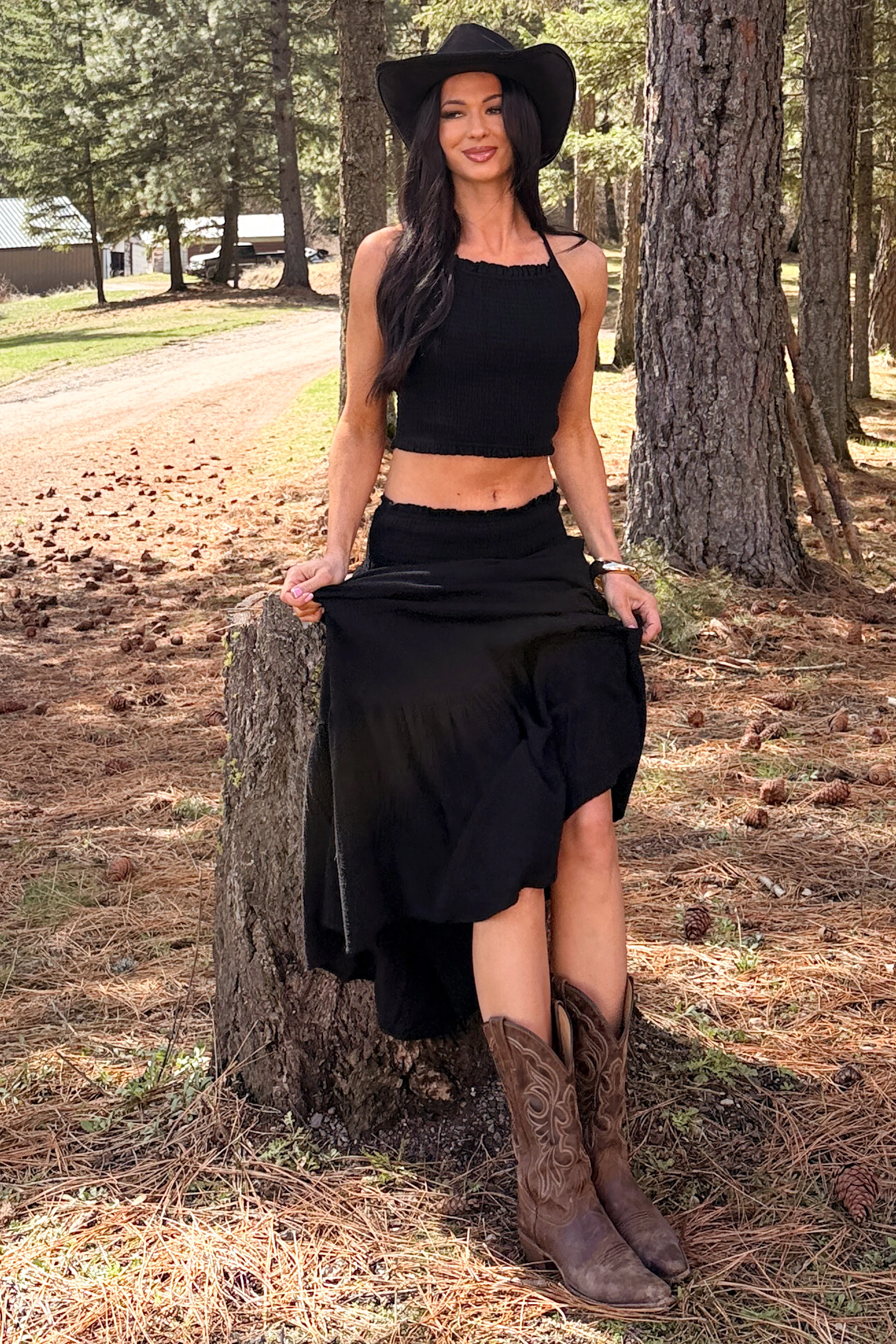 Made For Sunshine Halter Top And Maxi Skirt Set (Black) - Image 3