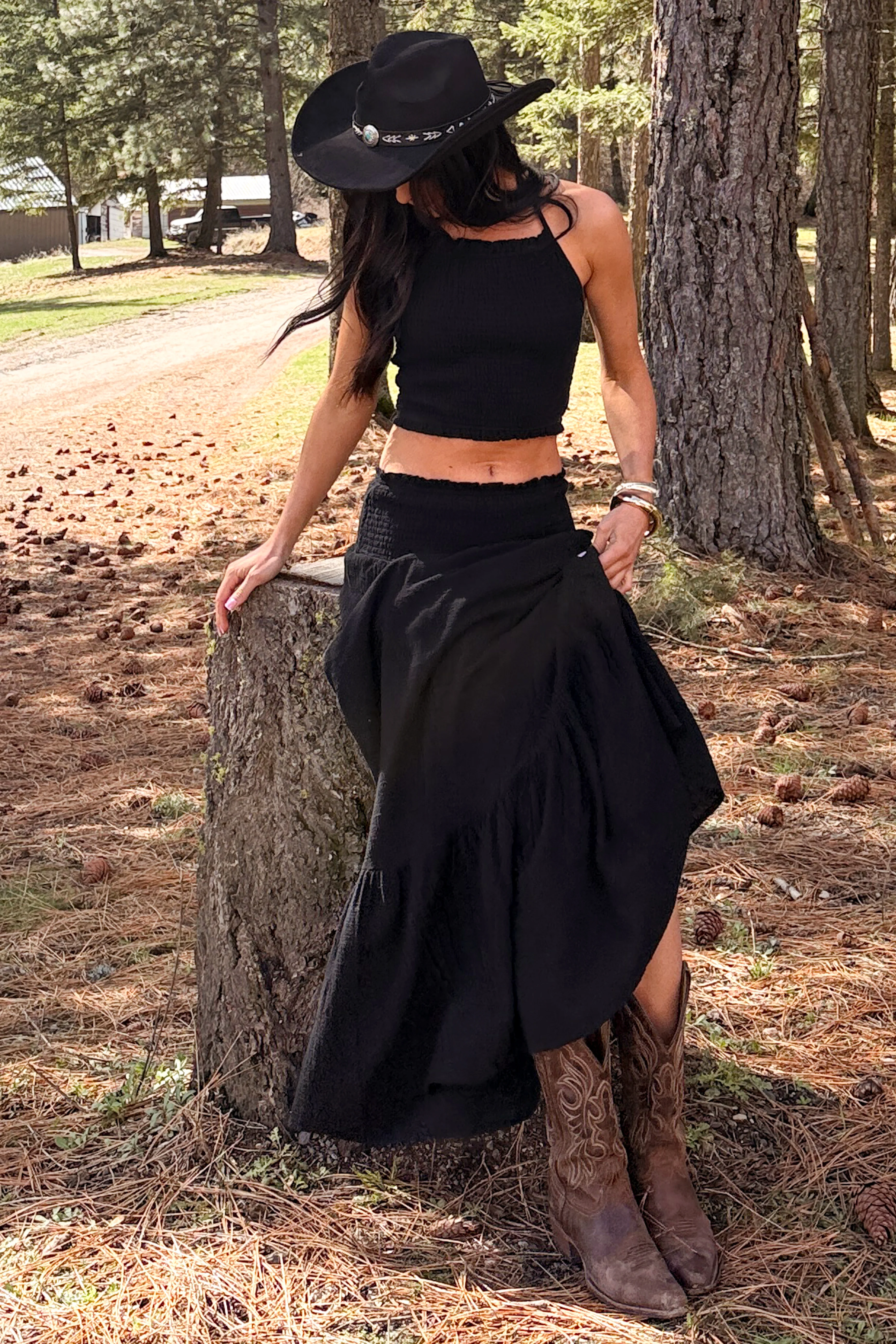 Made For Sunshine Halter Top And Maxi Skirt Set (Black) - Image 4