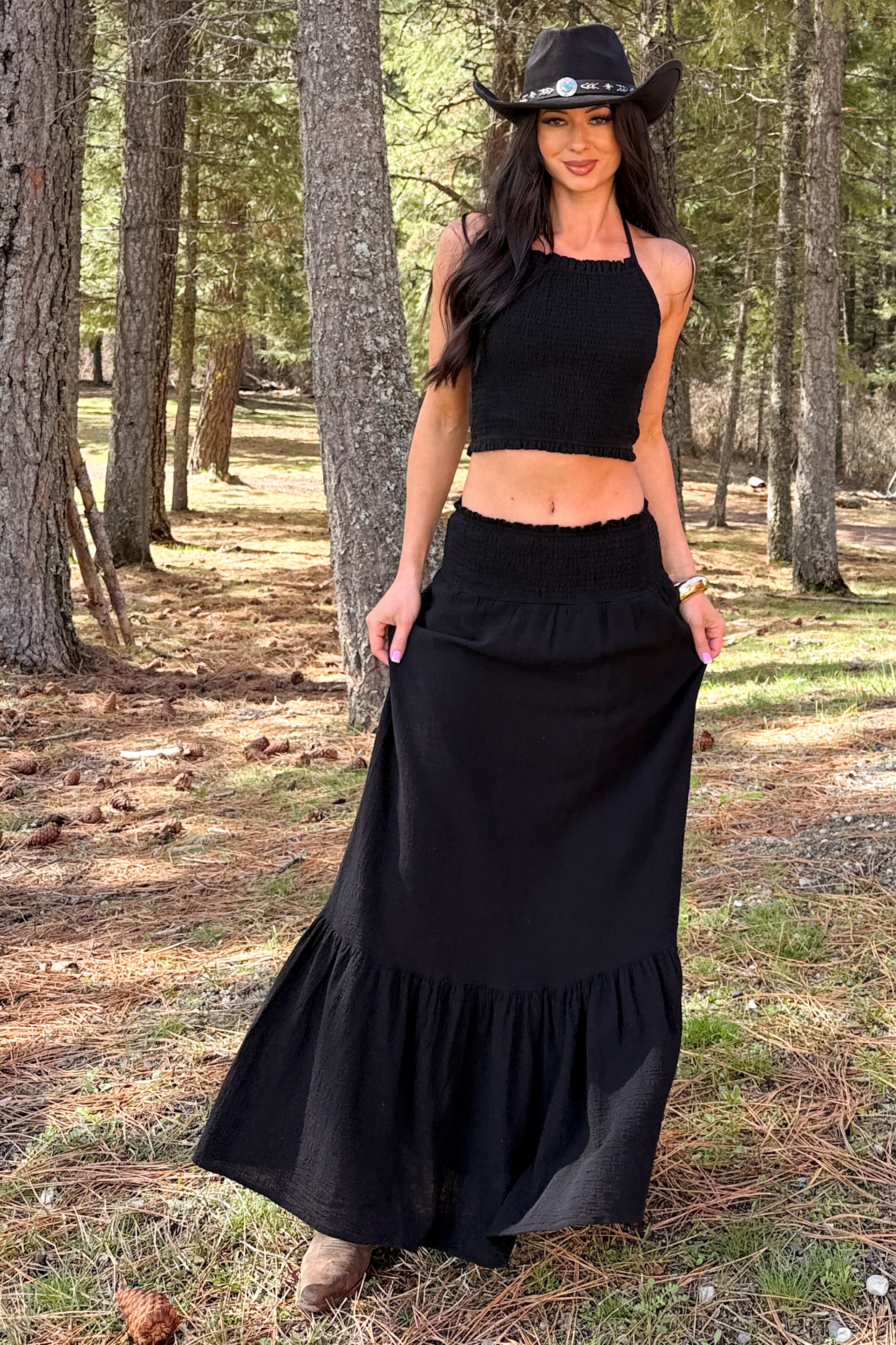 Made For Sunshine Halter Top And Maxi Skirt Set (Black) - Image 5