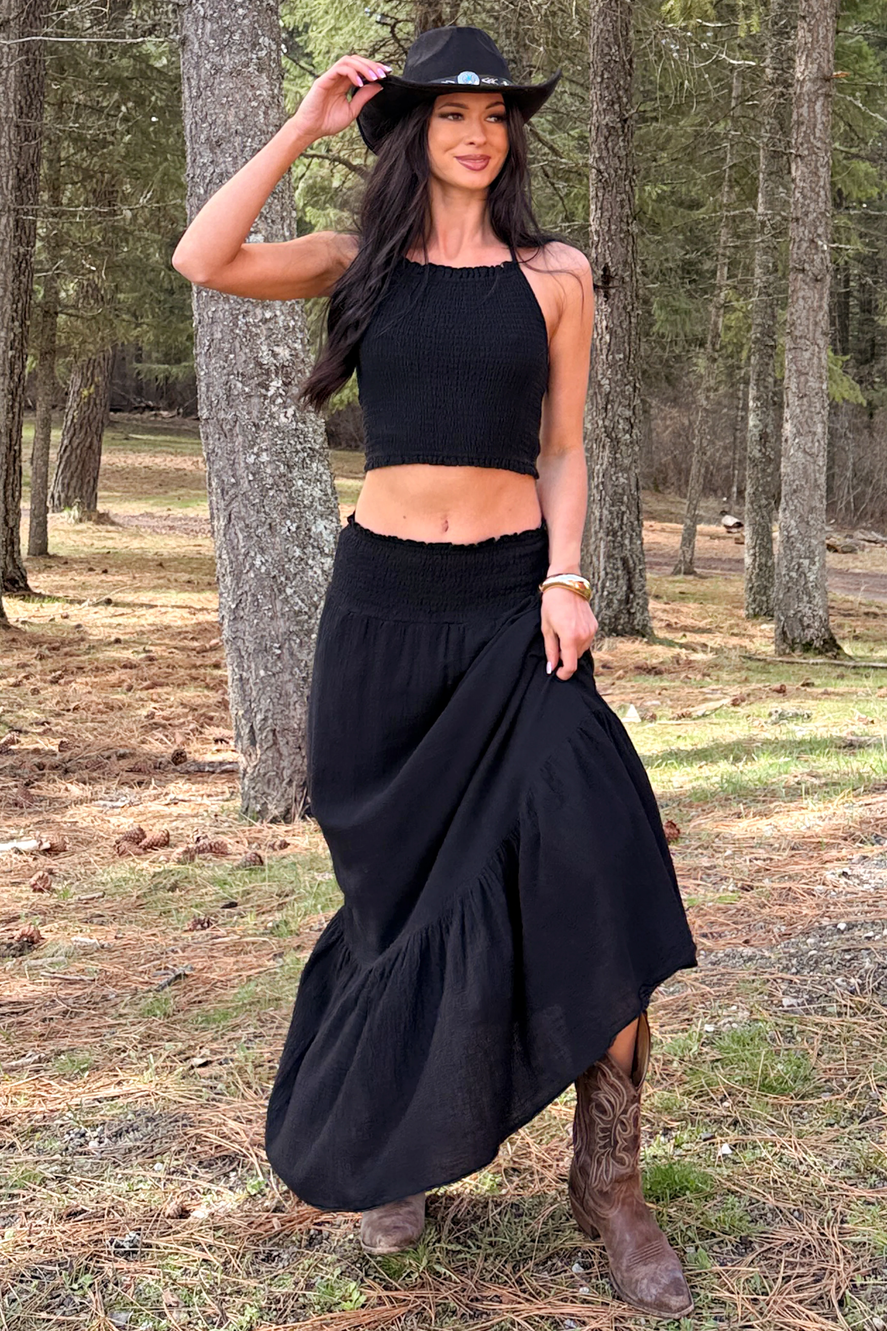 Made For Sunshine Halter Top And Maxi Skirt Set (Black) - Image 6