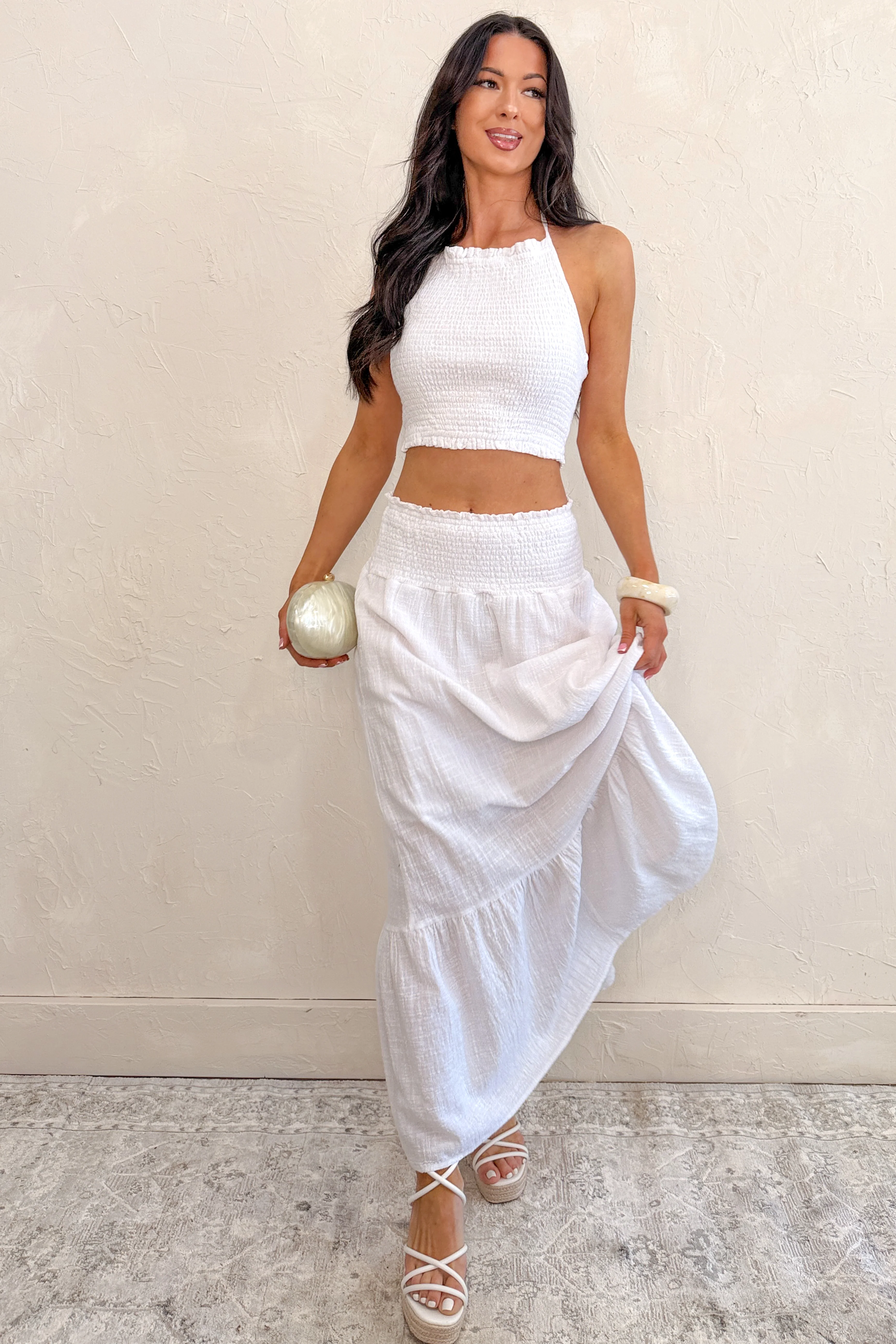 Made For Sunshine Halter Top And Maxi Skirt Set (White) - Image 4