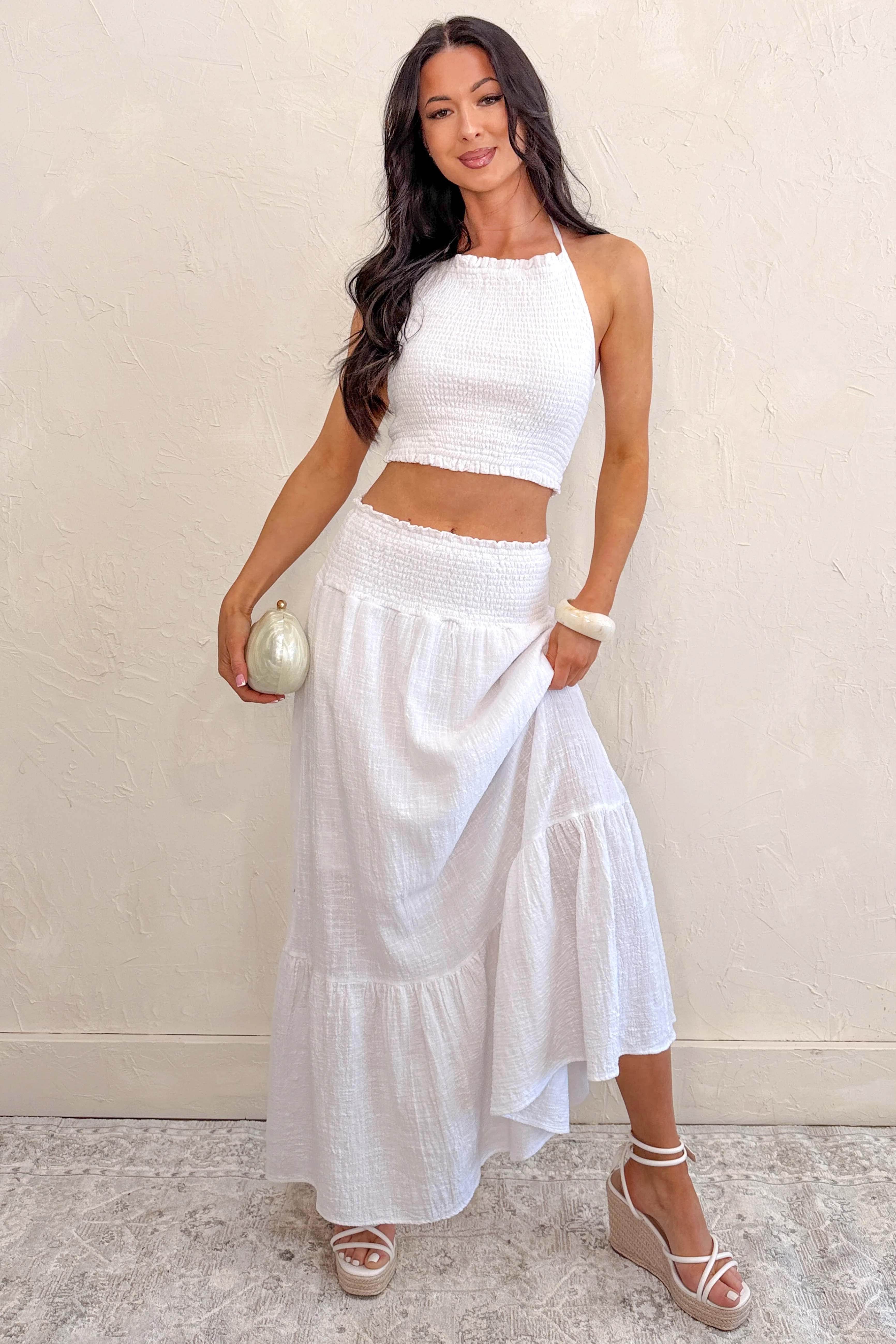 Made For Sunshine Halter Top And Maxi Skirt Set (White) - Image 5
