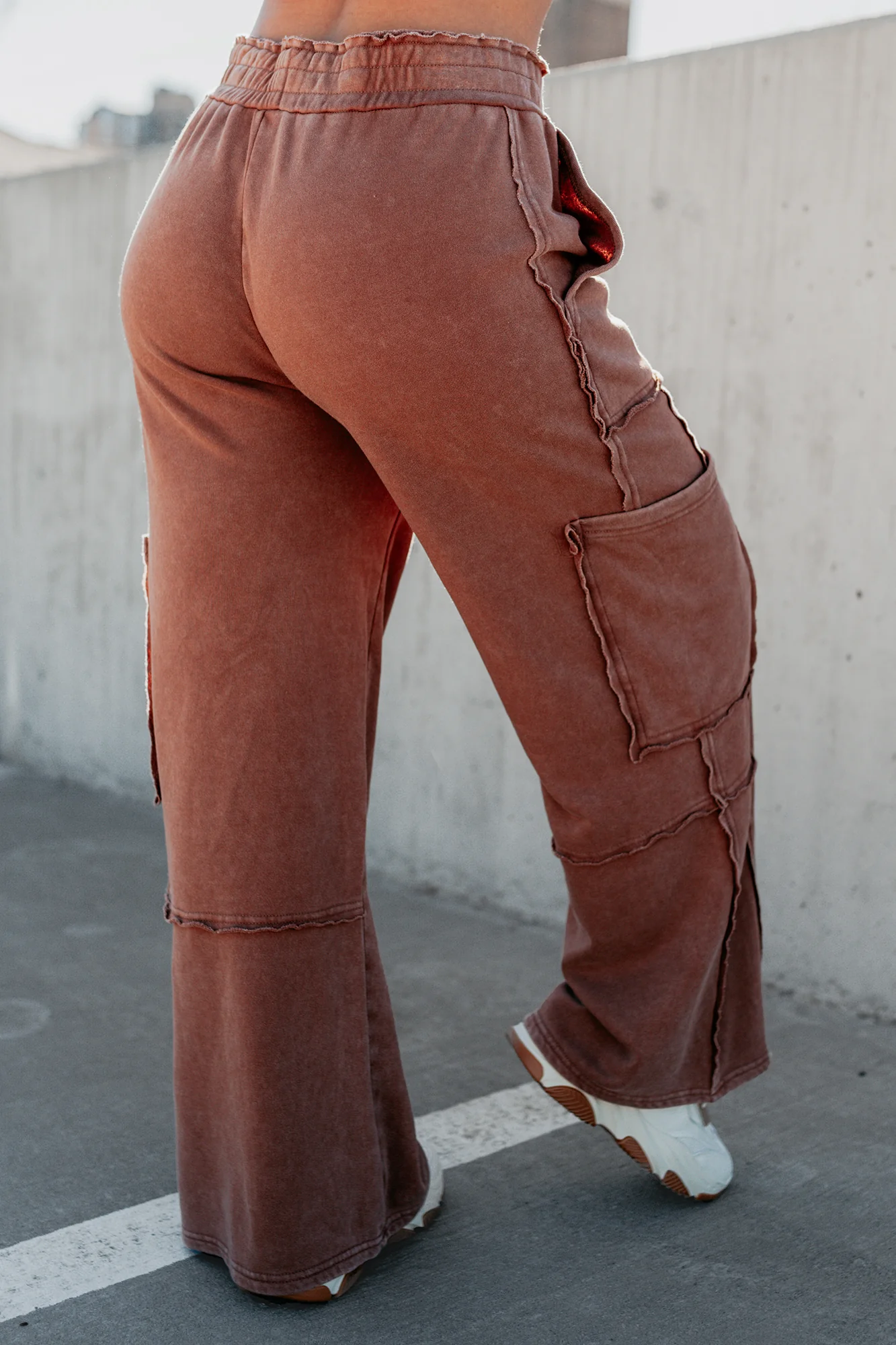 Made Ready Wide Leg Cargo Sweatpants (Chestnut) - Image 4