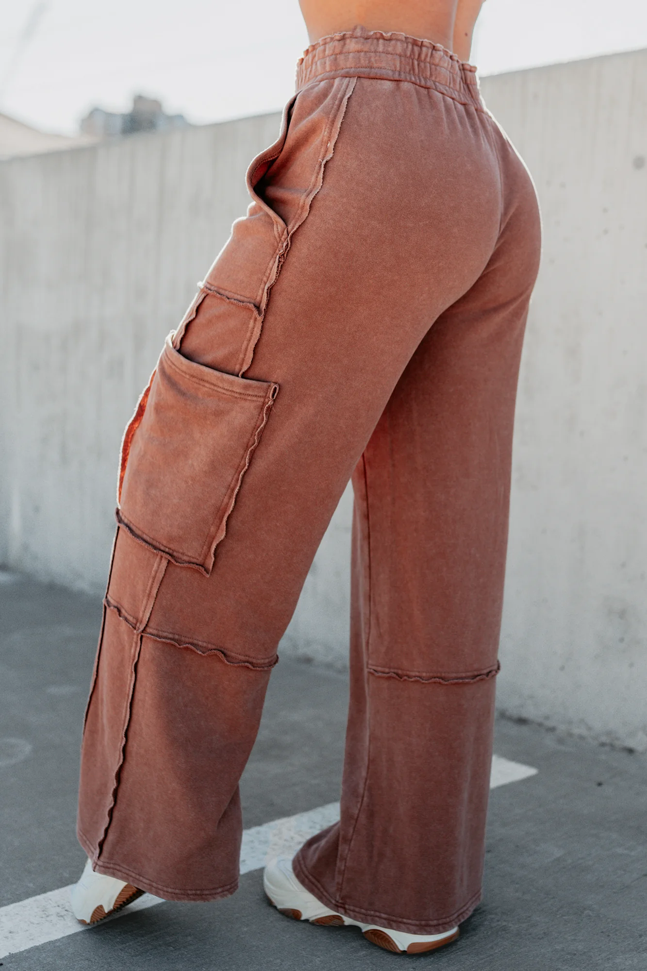 Made Ready Wide Leg Cargo Sweatpants (Chestnut) - Image 5