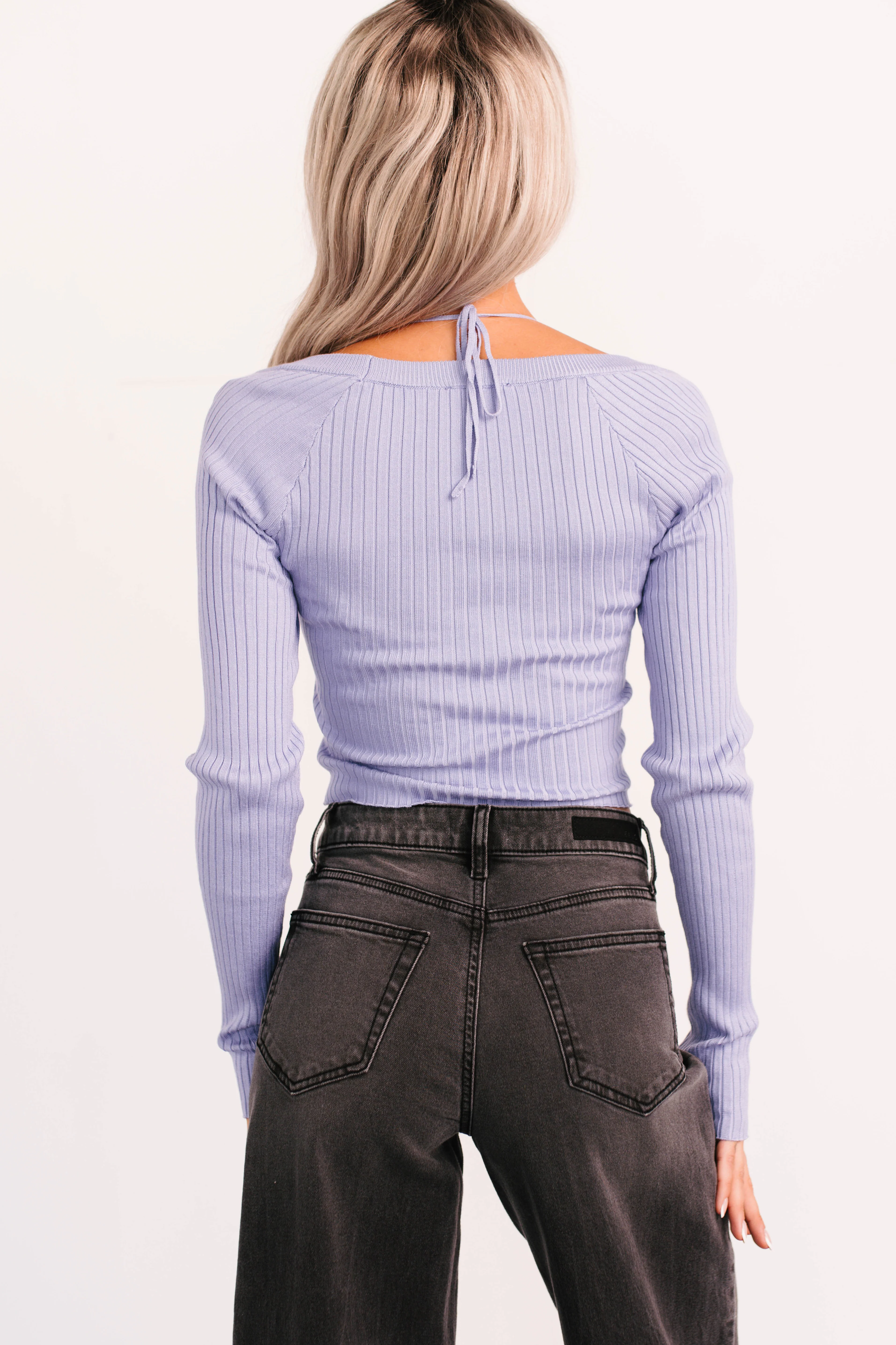 Main Character Era Layered Ribbed Knit Top (Lavender) - Image 4
