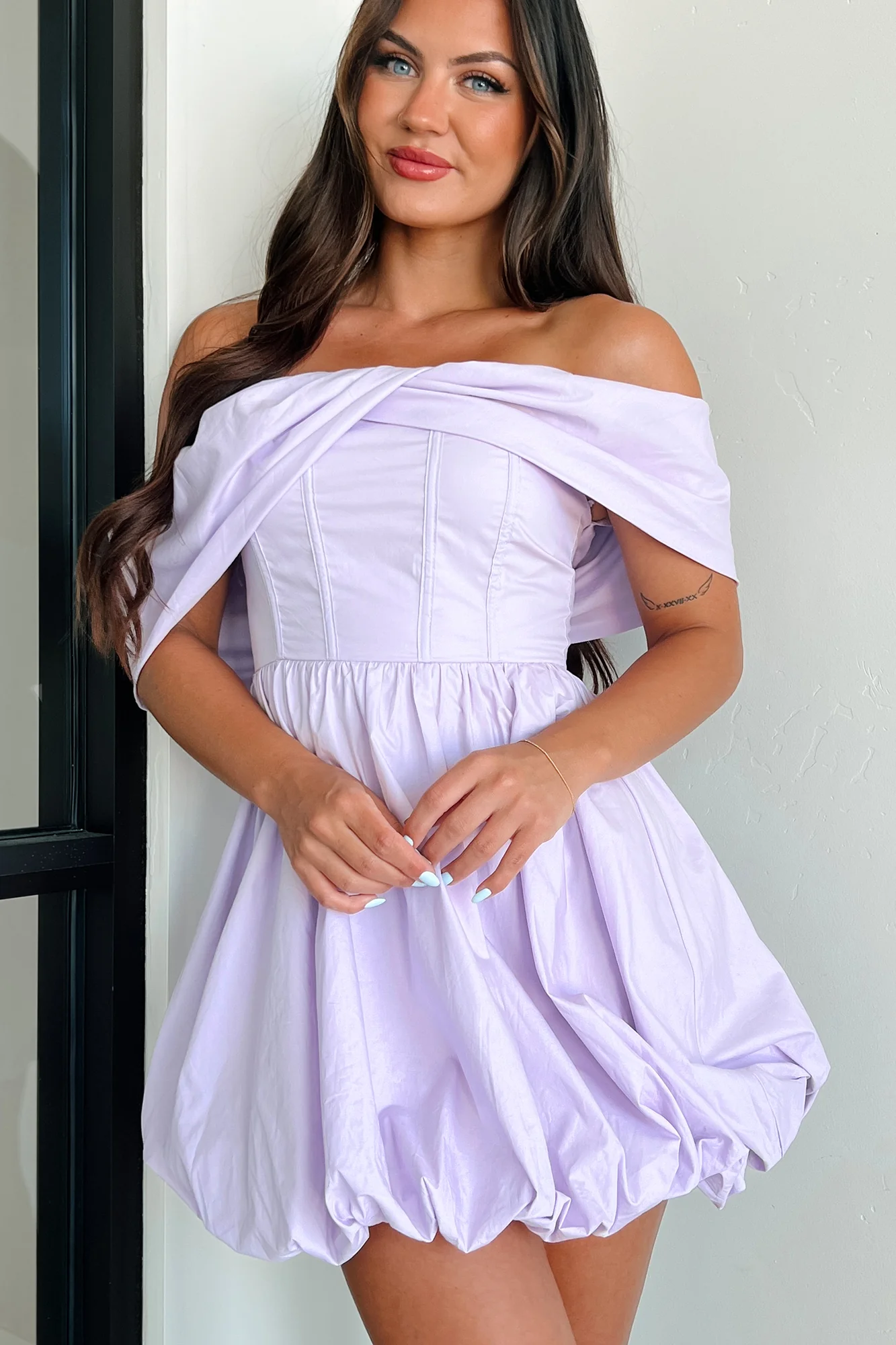 Major Charisma Bubble Hem Mini Dress (Lavender) - Image 2
