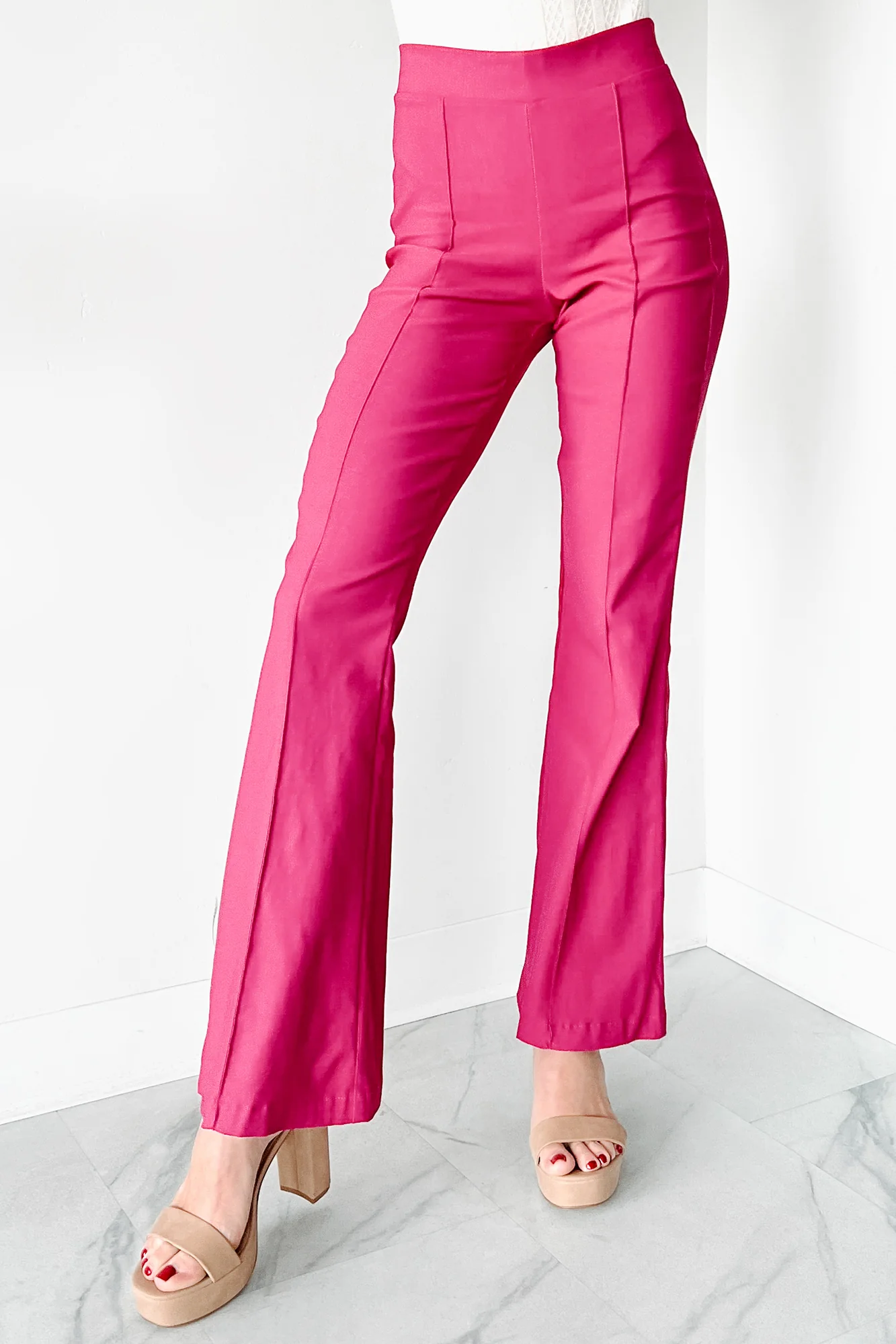 Make The Decisions High Waist Flare Pants (Hot Pink) - Image 4