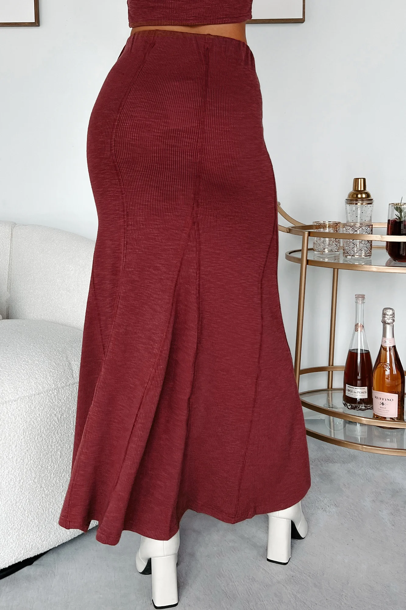 Making Today Count Inverted Seam Maxi Skirt (Burgundy) - Image 6