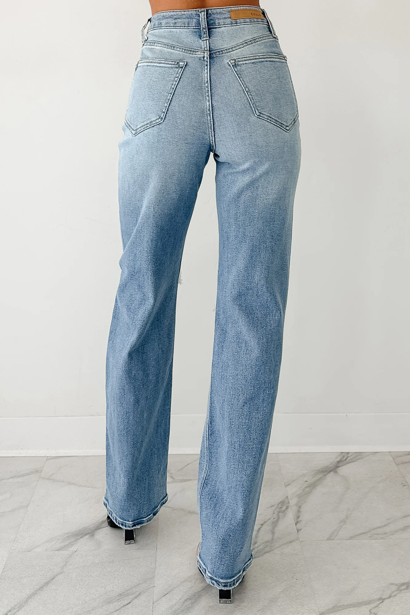 Malachi High Rise Distressed Cello Dad Jeans (Light) - Image 9
