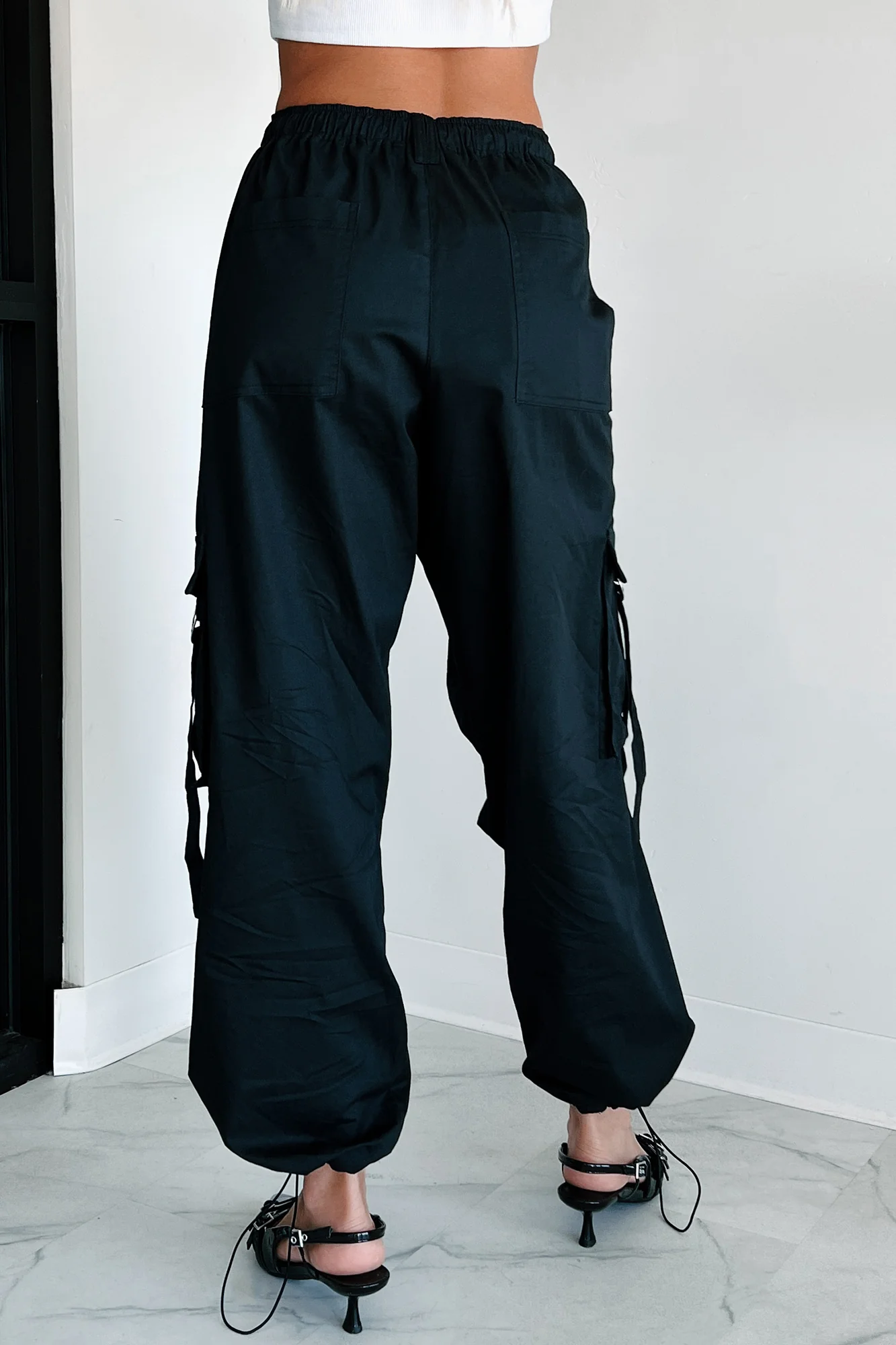 Mansel Wide Leg Cargo Pants (Black) - Image 4