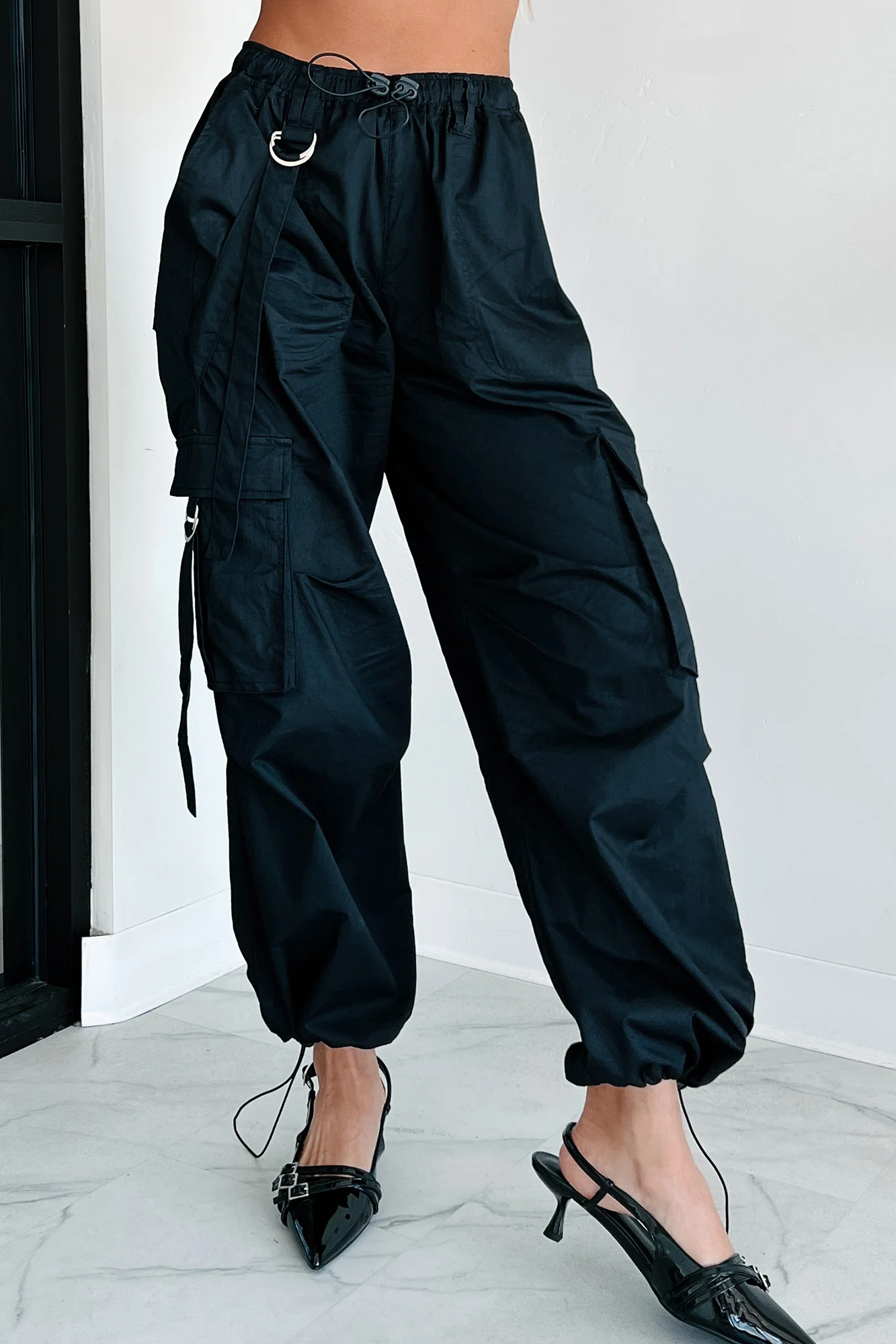 Mansel Wide Leg Cargo Pants (Black) - Image 5