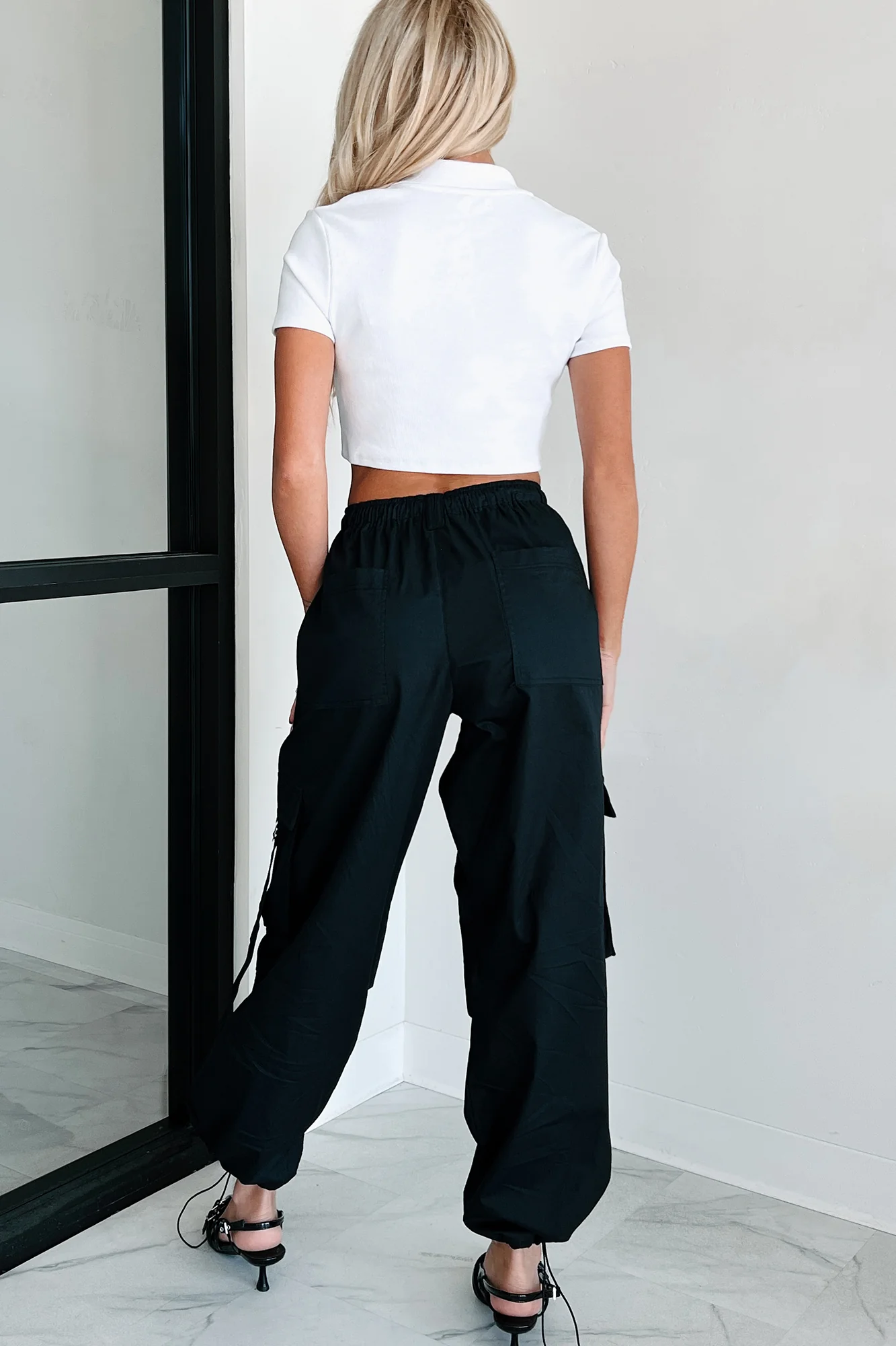 Mansel Wide Leg Cargo Pants (Black) - Image 7
