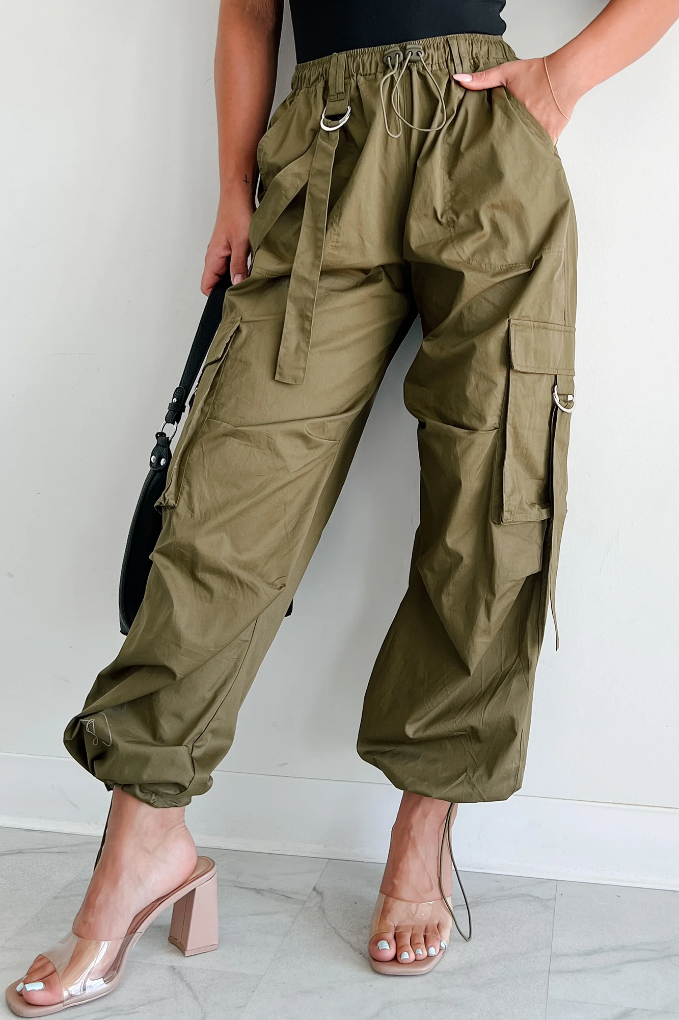 Mansel Wide Leg Cargo Pants (Olive) - Image 2