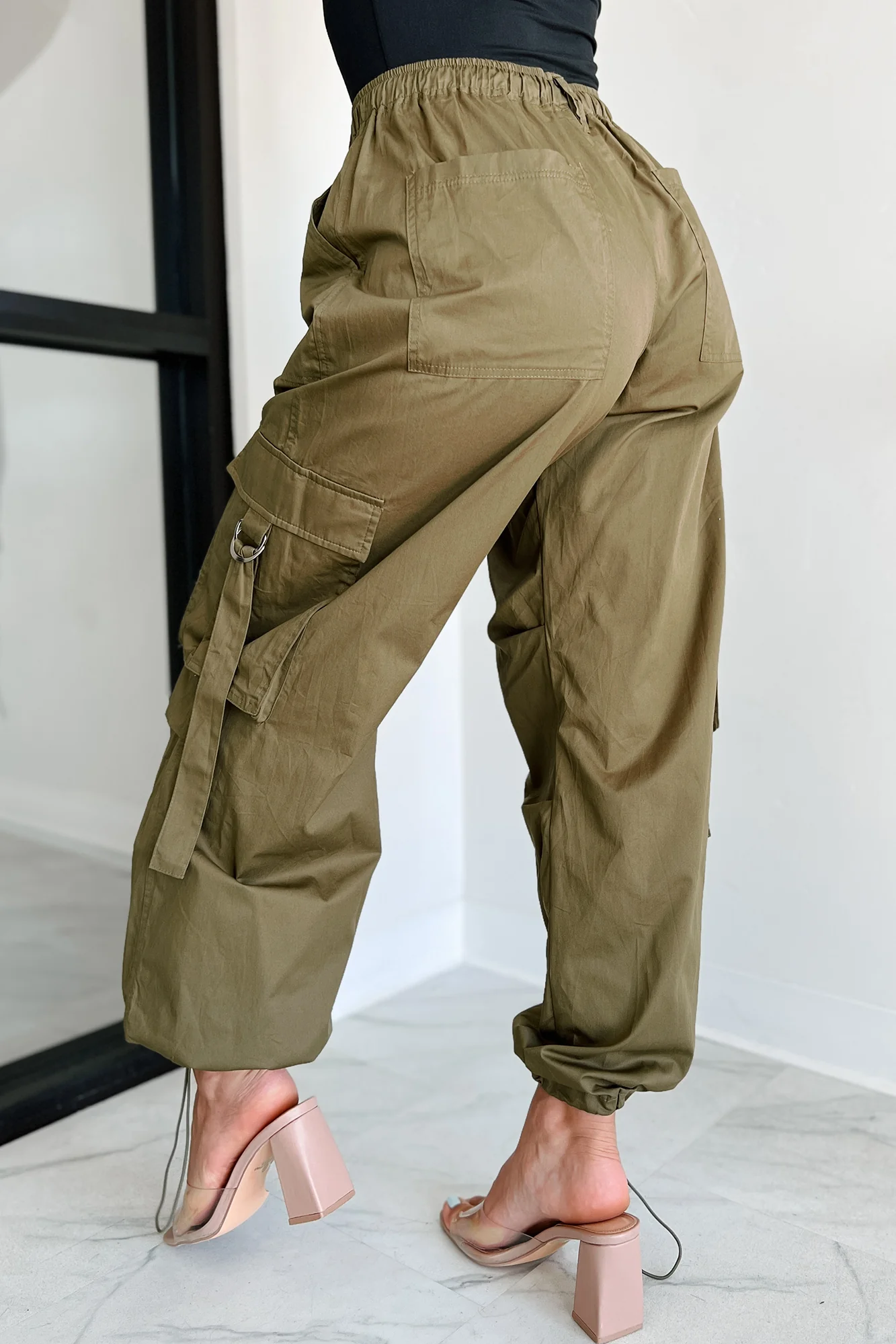 Mansel Wide Leg Cargo Pants (Olive) - Image 4