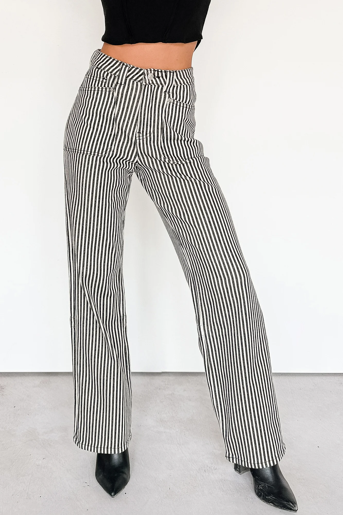 Marcus Straight Leg Striped Mica Denim Jeans (Black/Ivory) - Image 3