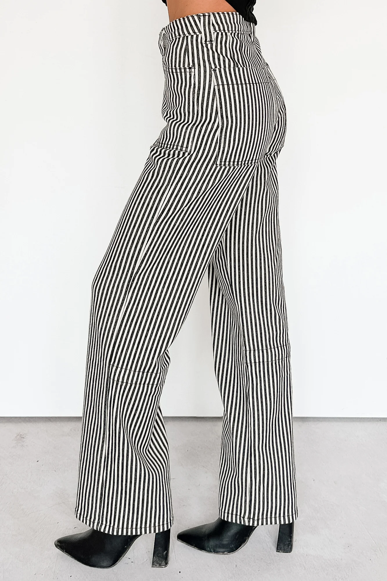 Marcus Straight Leg Striped Mica Denim Jeans (Black/Ivory) - Image 5