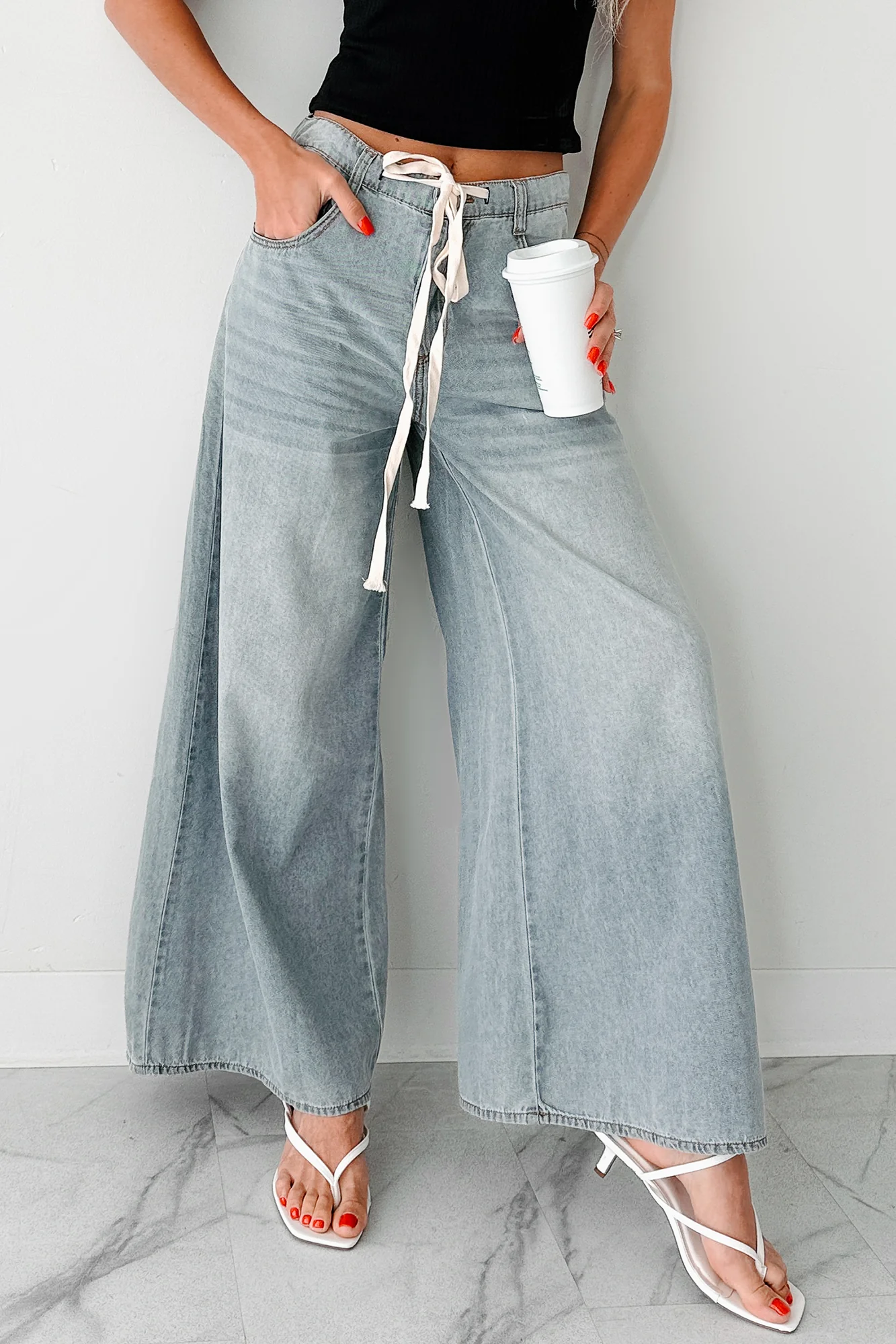 Marin Ombre Wide Leg NoaBoa Jeans (Denim Grey) - Image 11