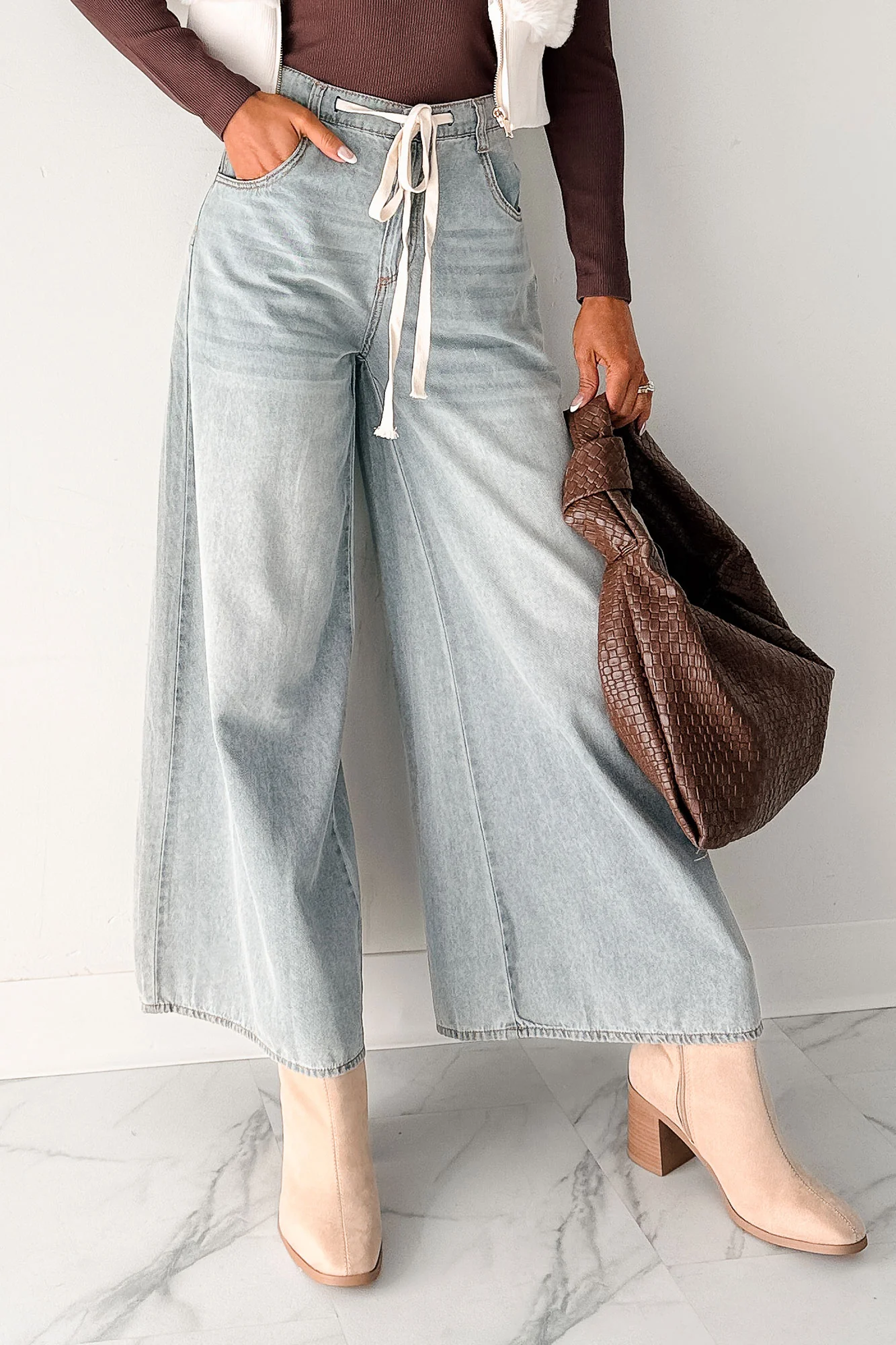 Marin Ombre Wide Leg NoaBoa Jeans (Denim Grey) - Image 2