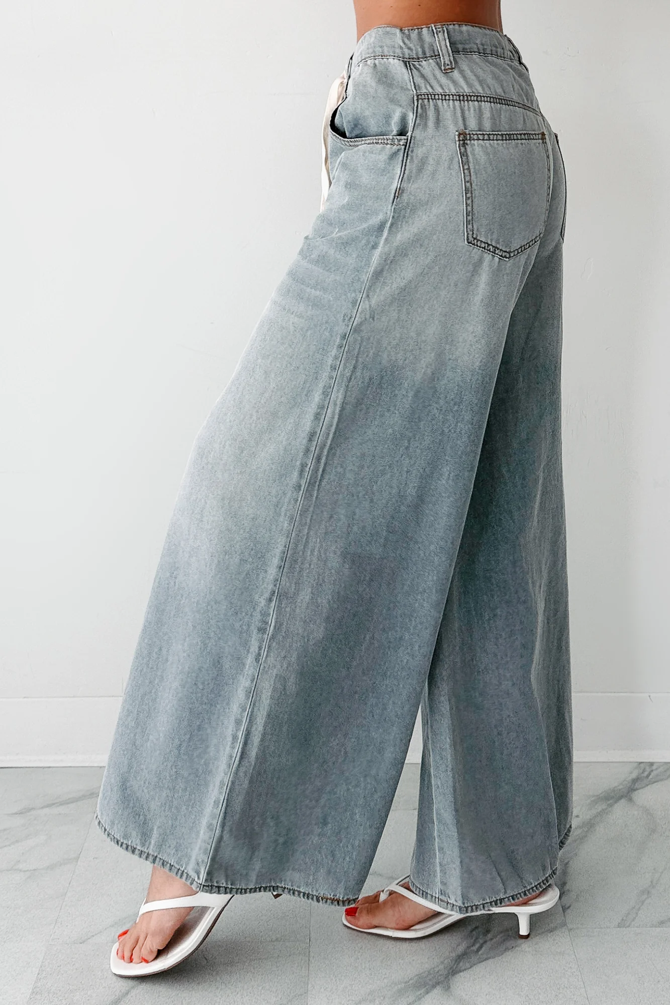 Marin Ombre Wide Leg NoaBoa Jeans (Denim Grey) - Image 5