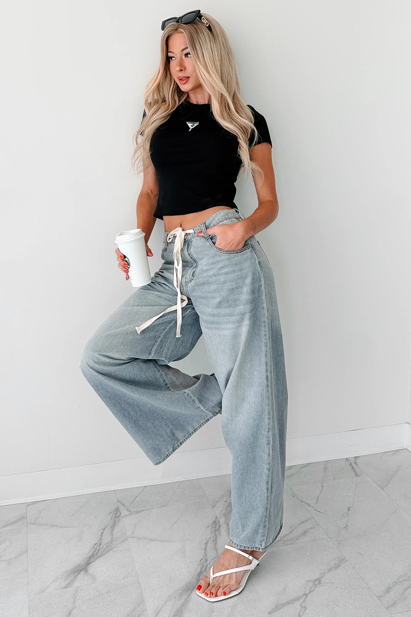 Marin Ombre Wide Leg NoaBoa Jeans (Denim Grey) - Image 8