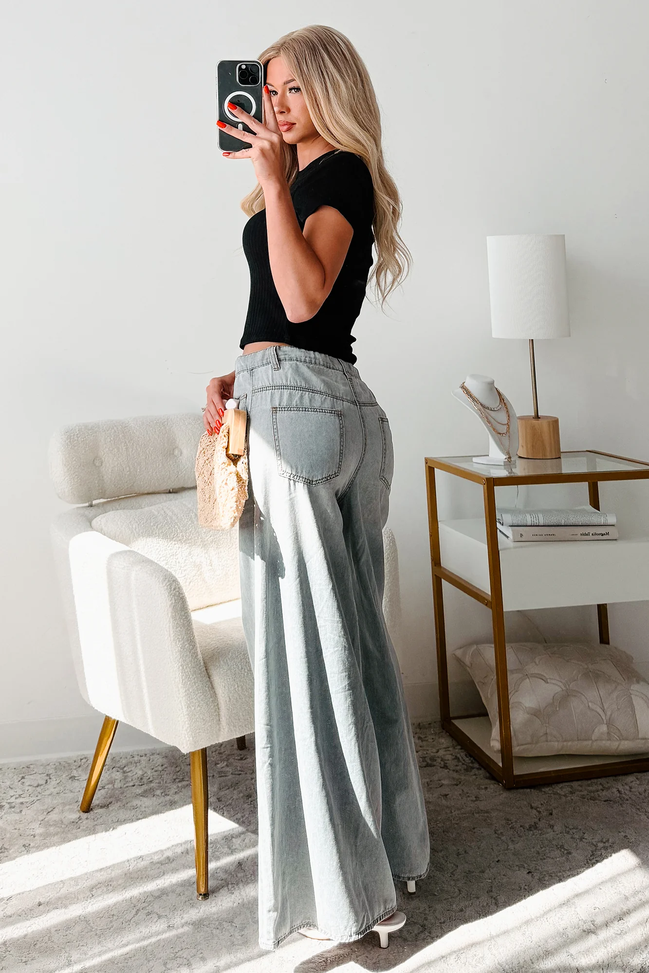 Marin Ombre Wide Leg NoaBoa Jeans (Denim Grey) - Image 9