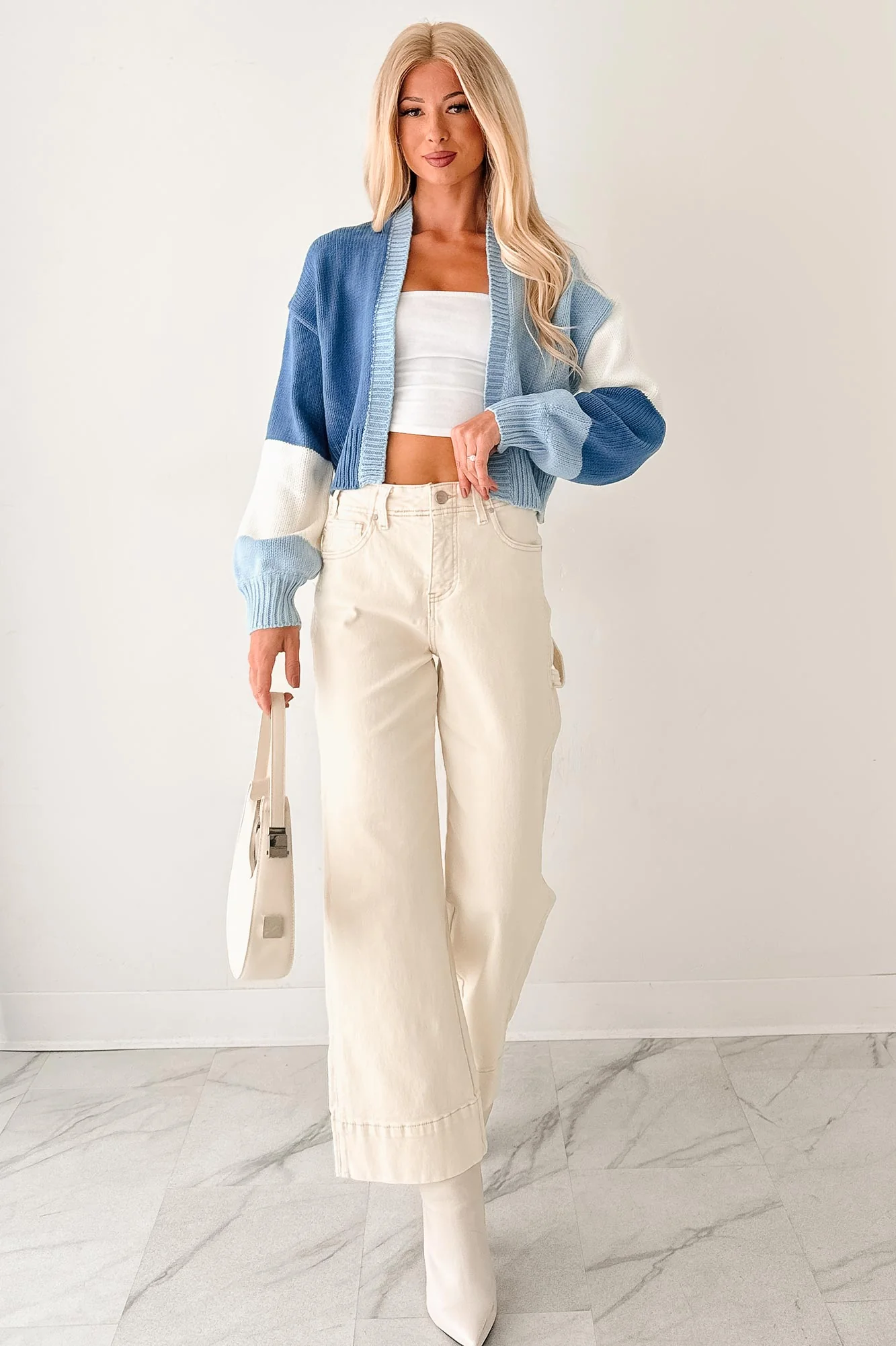 Marlo Tummy Control Wide Crop Risen Jeans (Ivory) - Image 4