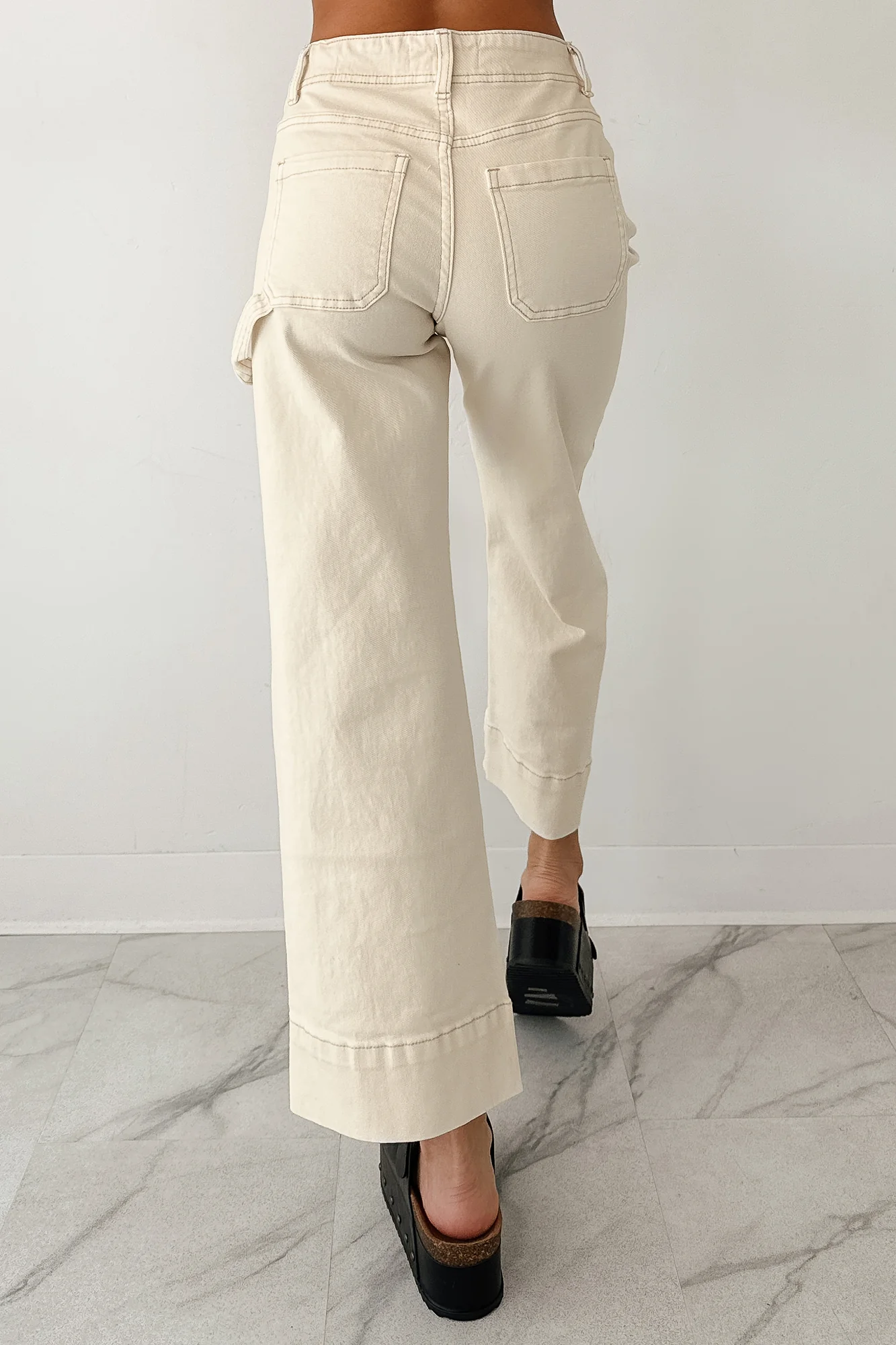 Marlo Tummy Control Wide Crop Risen Jeans (Ivory) - Image 9