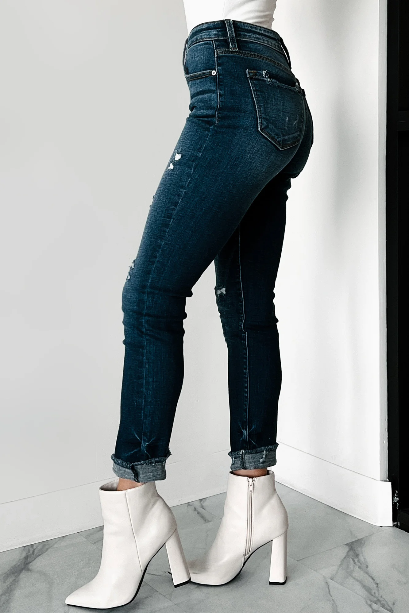 Mary Anne High Rise Distressed Kancan Skinny Jeans (Dark) - Image 3
