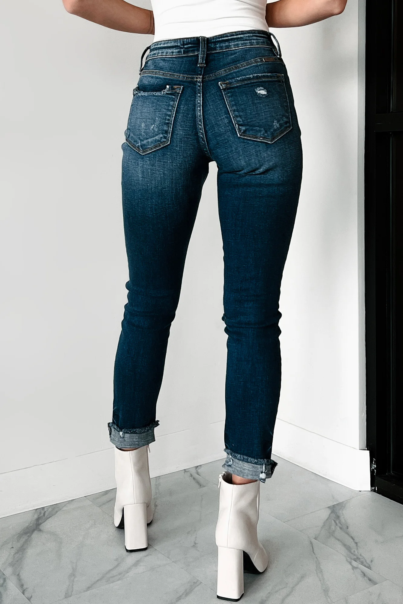 Mary Anne High Rise Distressed Kancan Skinny Jeans (Dark) - Image 4