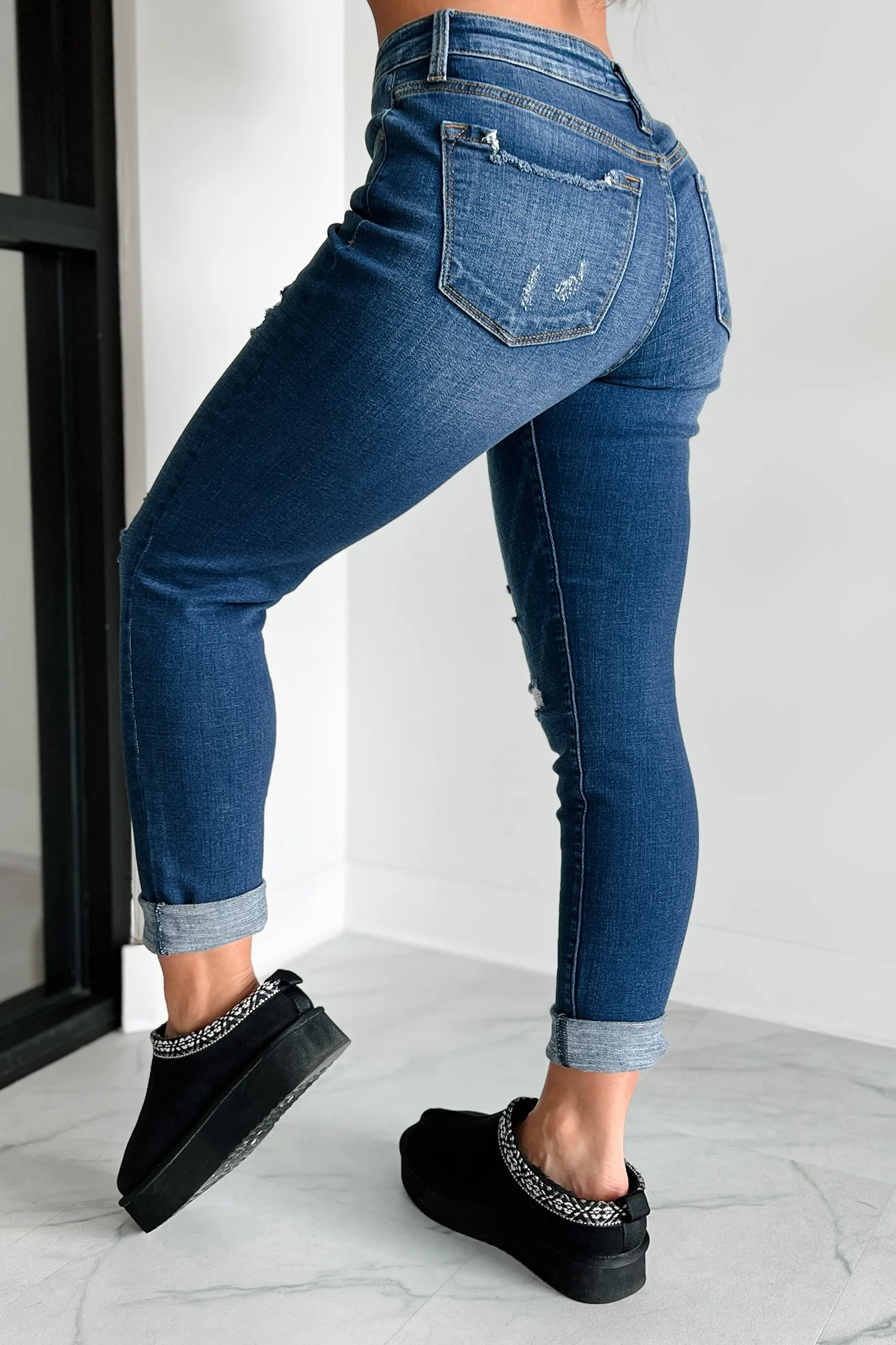 Mary Anne High Rise Distressed Kancan Skinny Jeans (Dark) - Image 6
