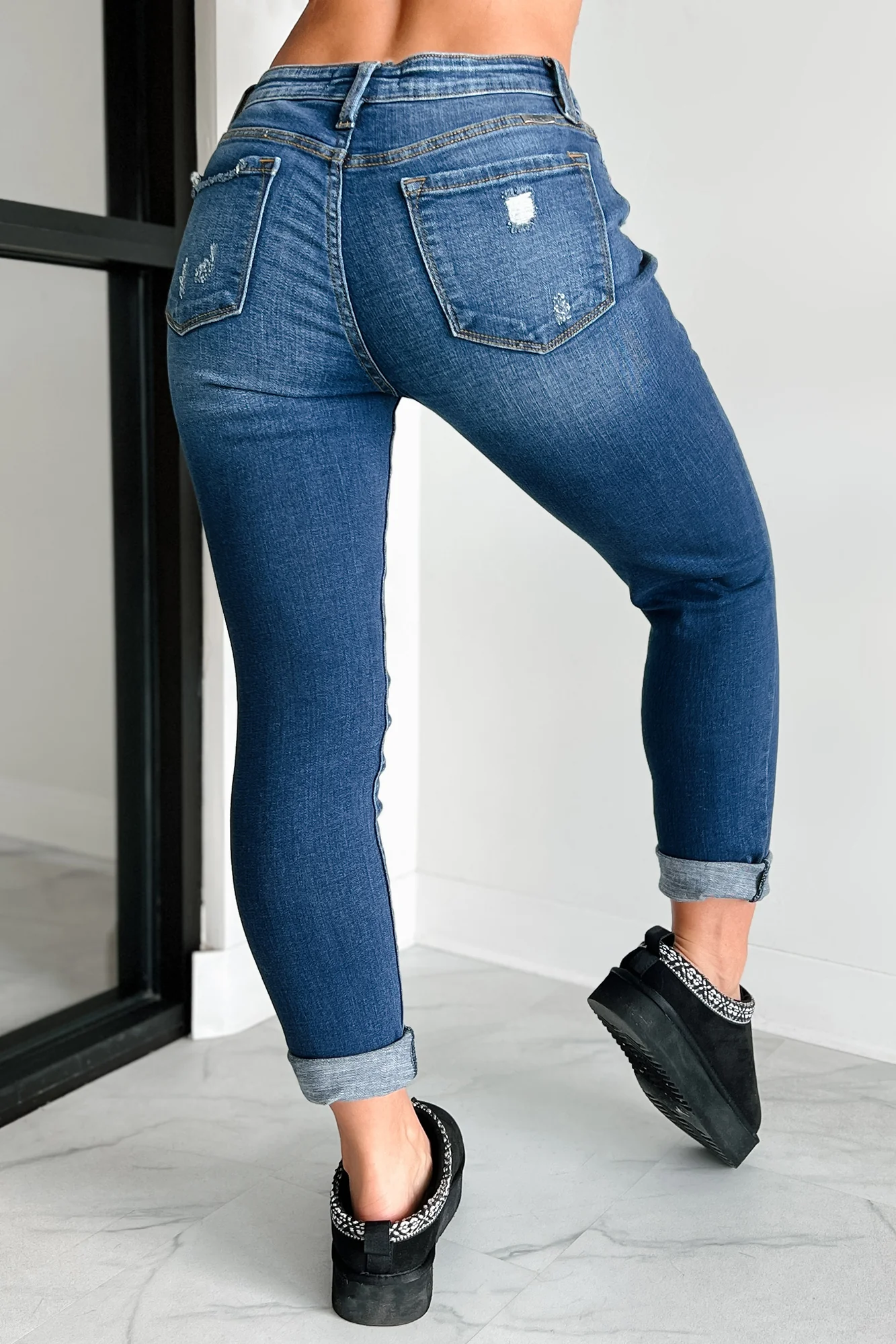 Mary Anne High Rise Distressed Kancan Skinny Jeans (Dark) - Image 7