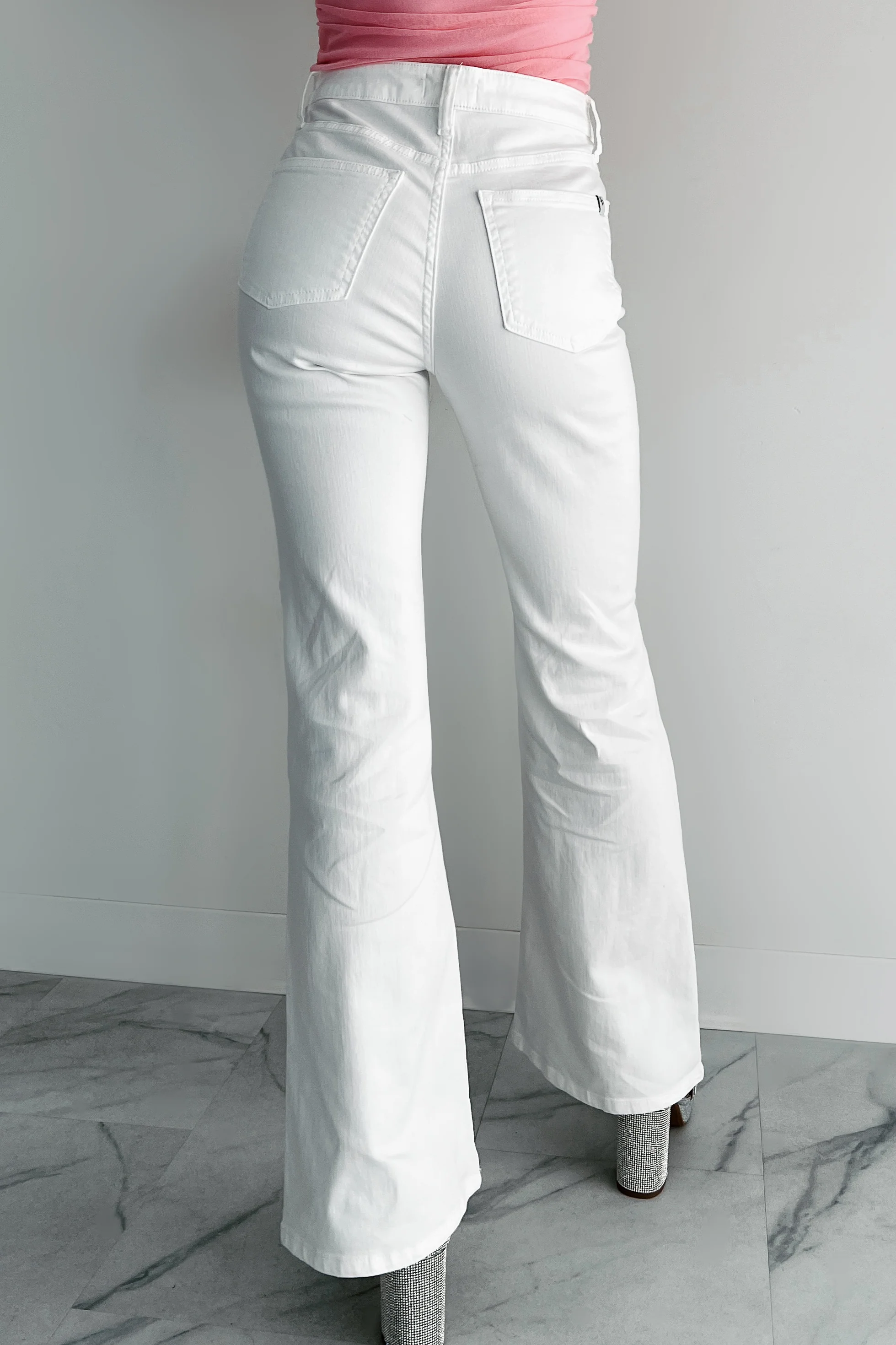 Maureen Special A High Rise Distressed Flare Jeans (White) - Image 8