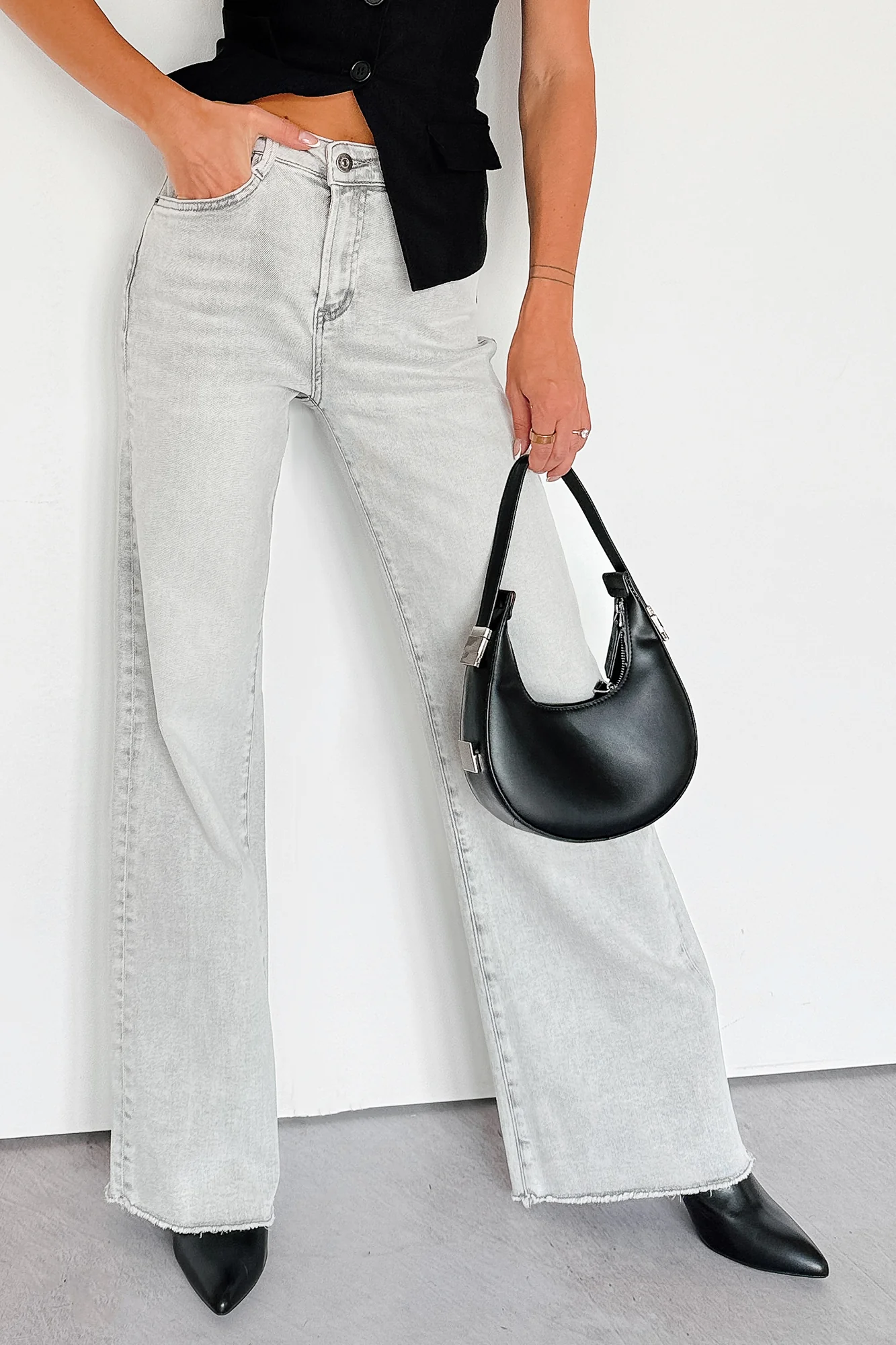 Maybrie Wide Leg Mica Denim Jeans (Platinum Grey) - Image 4