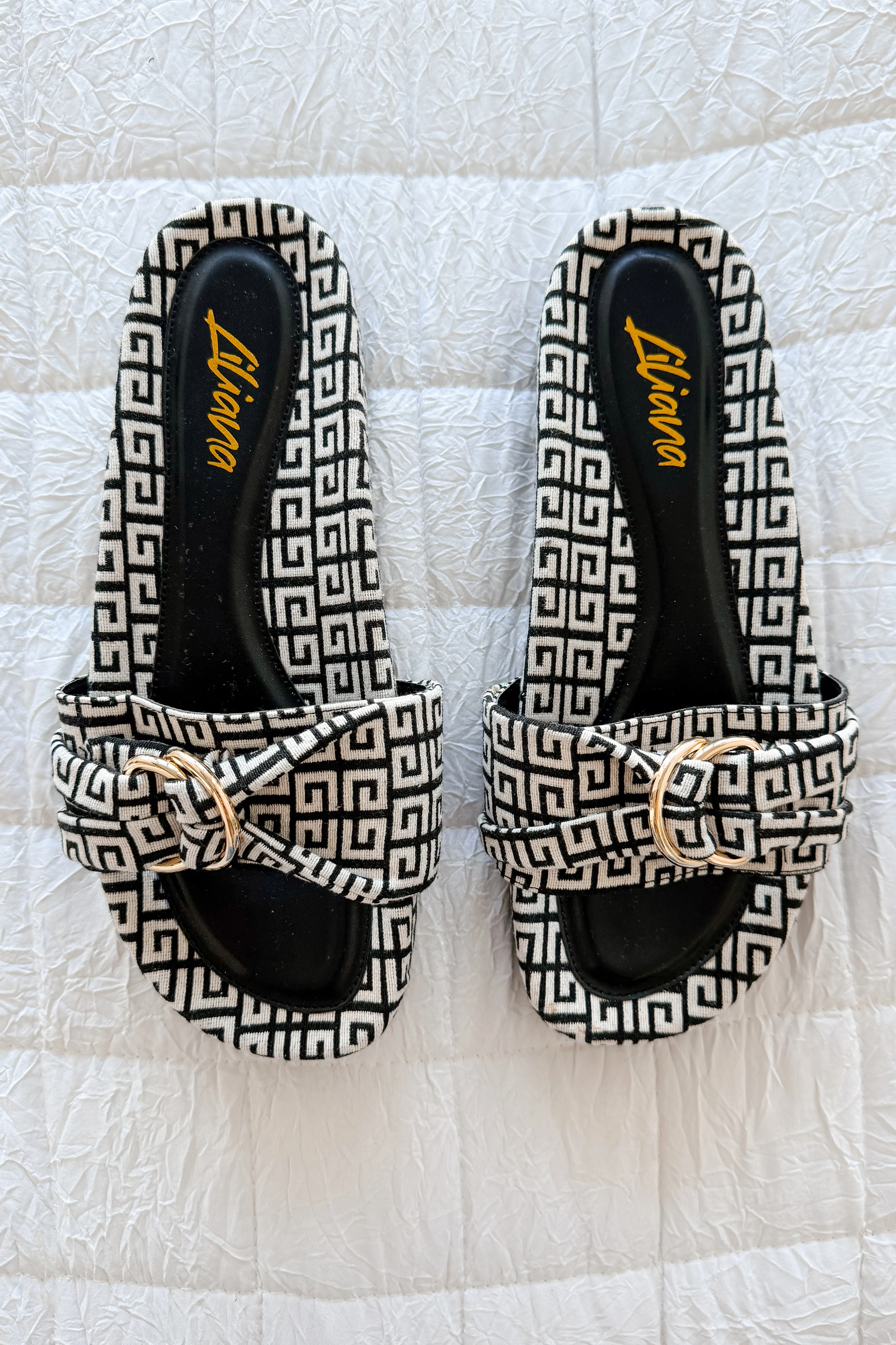 Meandering The Boardwalk Slip On Sandals (Black/White) - Image 4