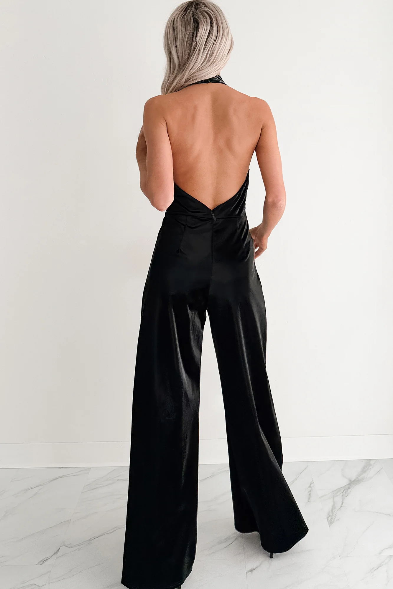 Meant To Win Faux Leather Halter Jumpsuit (Black) - Image 2