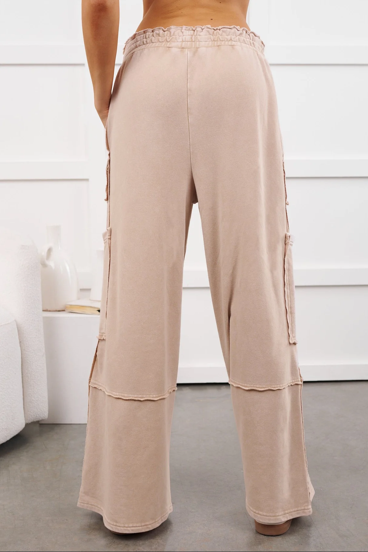 Mellow Hours Cargo Wide Leg Lounge Pants (Dark Taupe) - Image 5