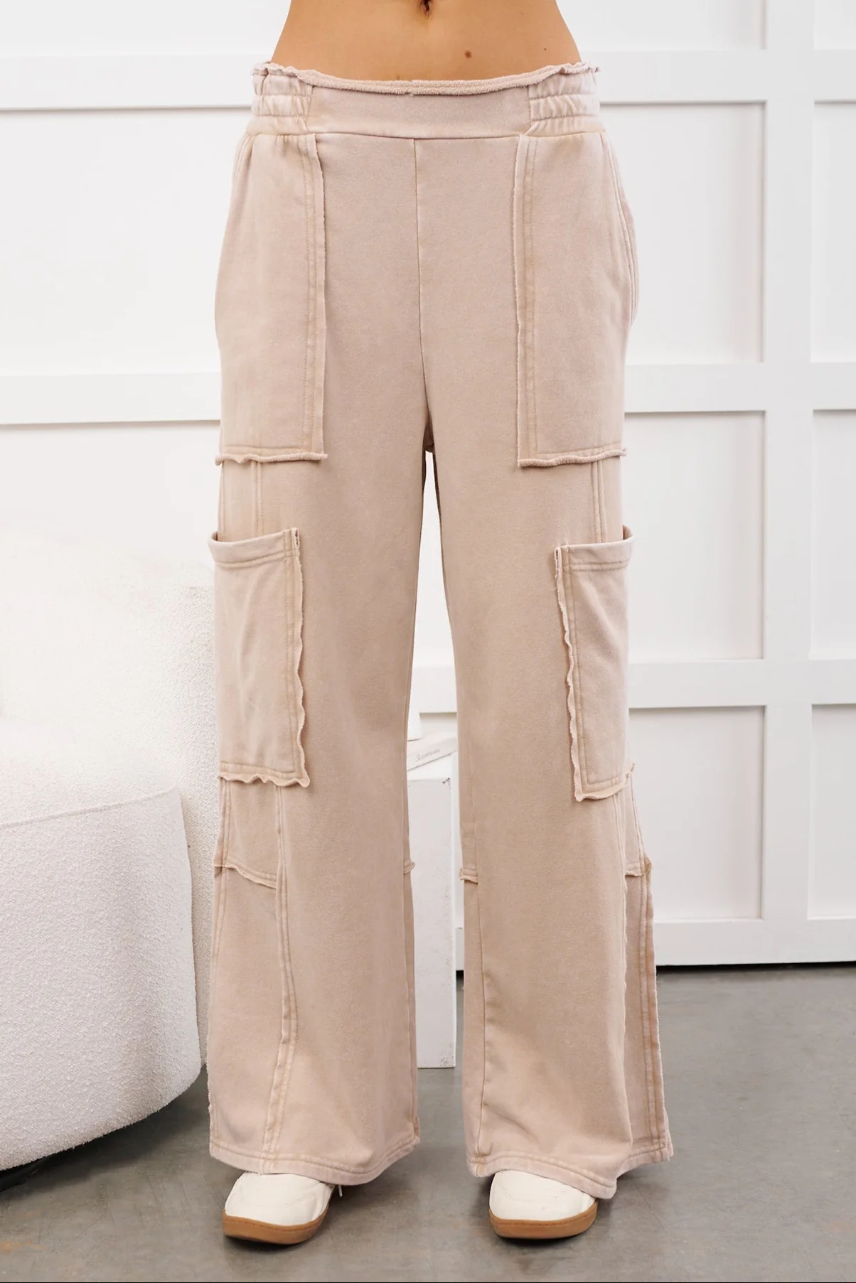 Mellow Hours Cargo Wide Leg Lounge Pants (Dark Taupe) - Image 7