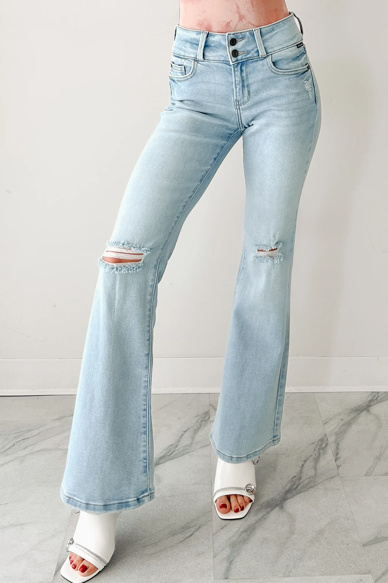 Michael Mid Rise Cello Flare Jeans (Light) - Image 5