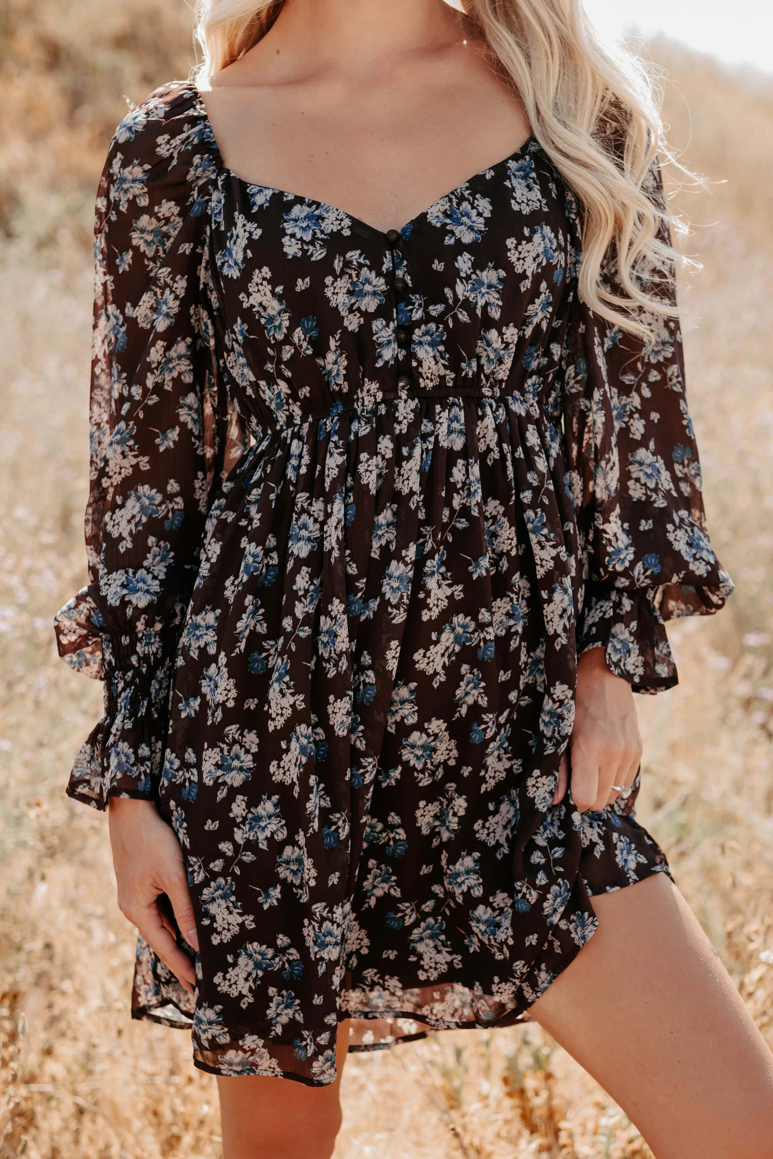 Midnight Blooms Floral Mini Dress (Baked Plum) - Image 6