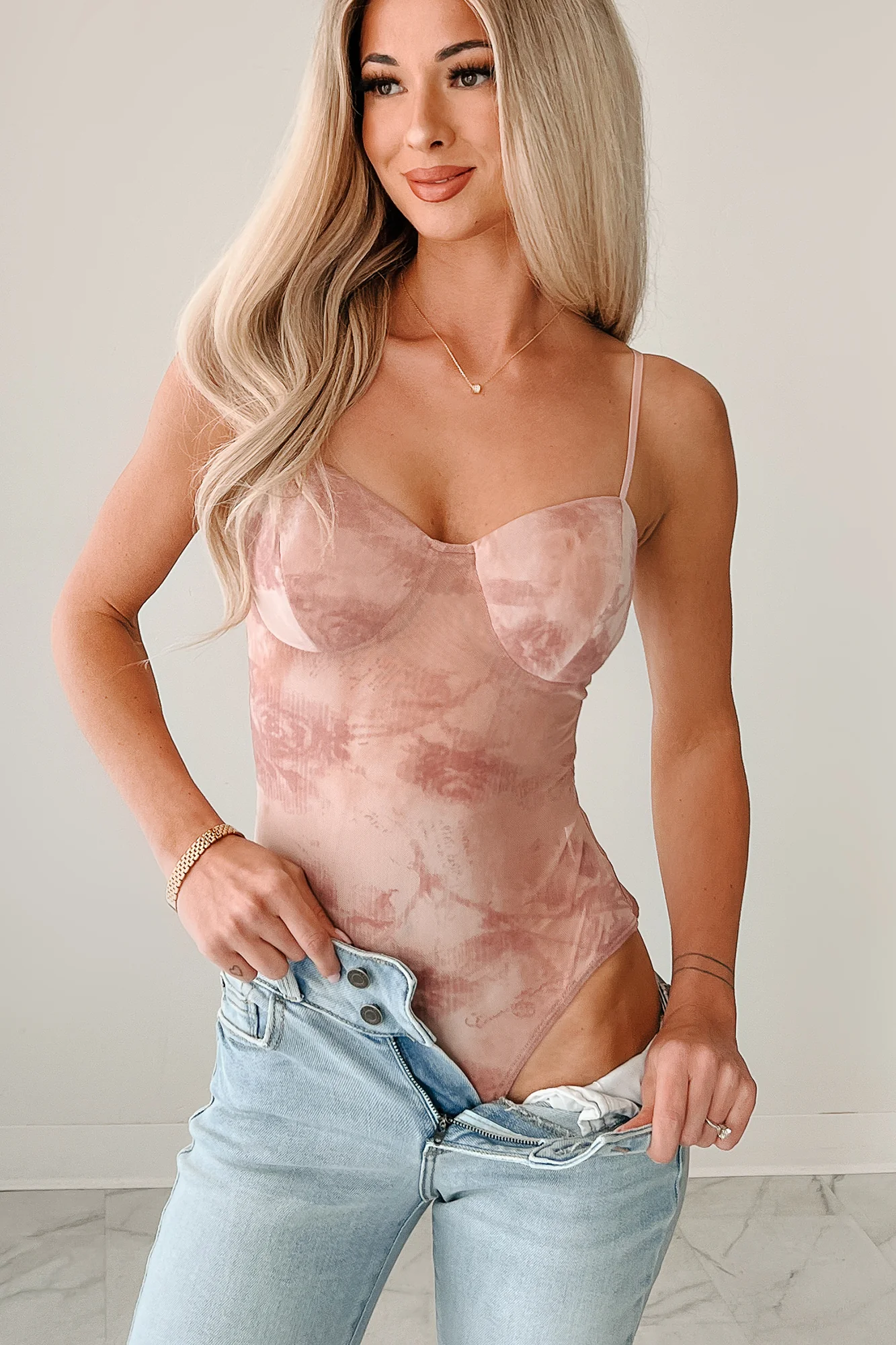Midnight Playlist Sleeveless Mesh Bodysuit (Mauve) - Image 5