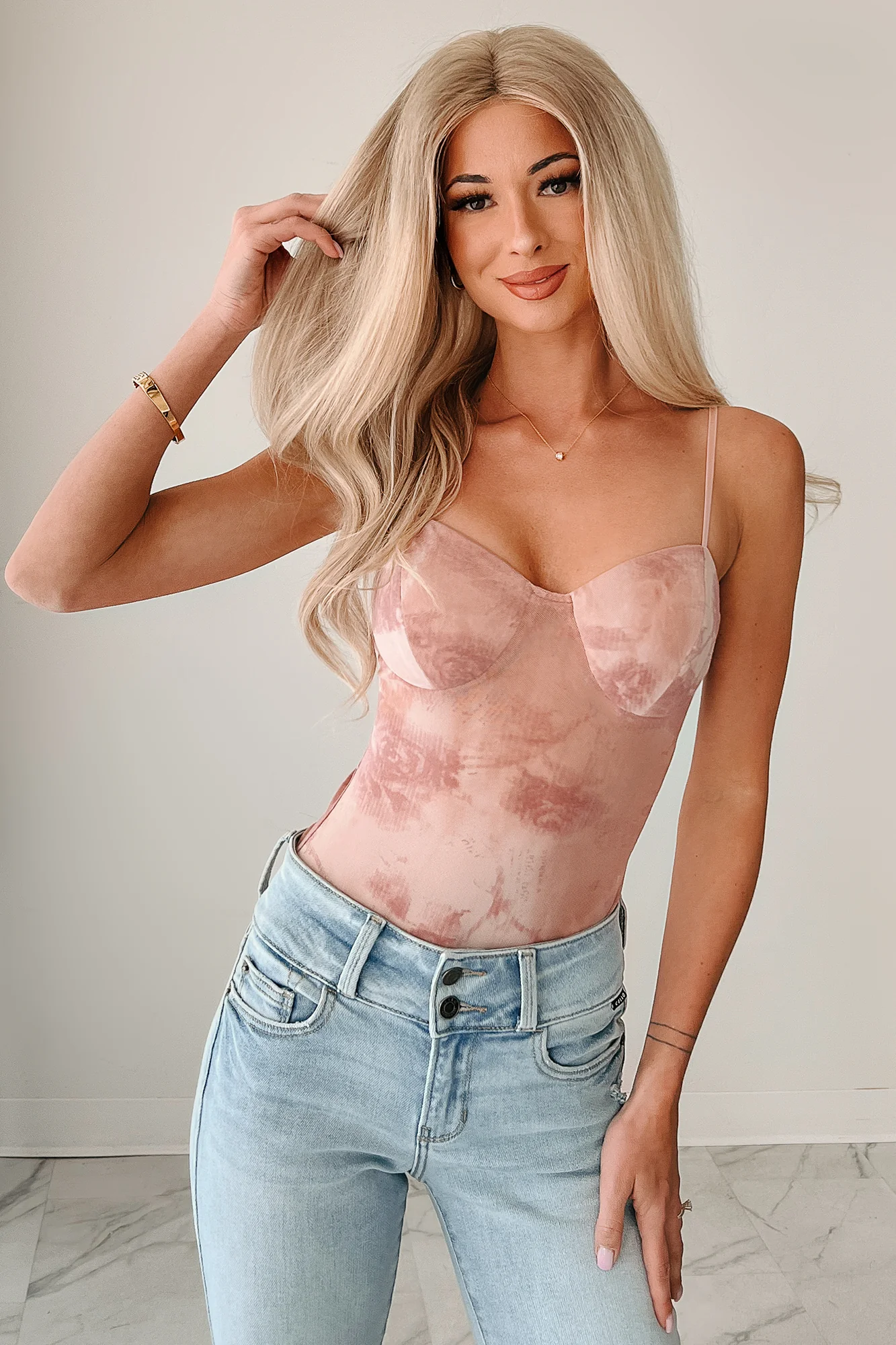 Midnight Playlist Sleeveless Mesh Bodysuit (Mauve) - Image 7