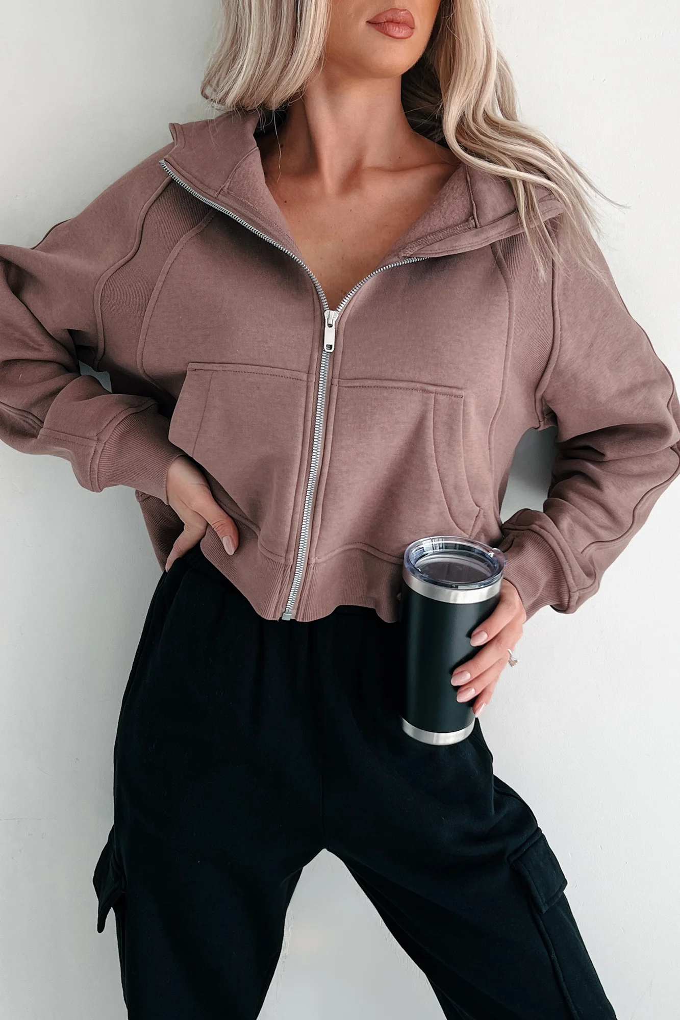Miles Ahead Zip-Up Hoodie (Truffle) - Image 4