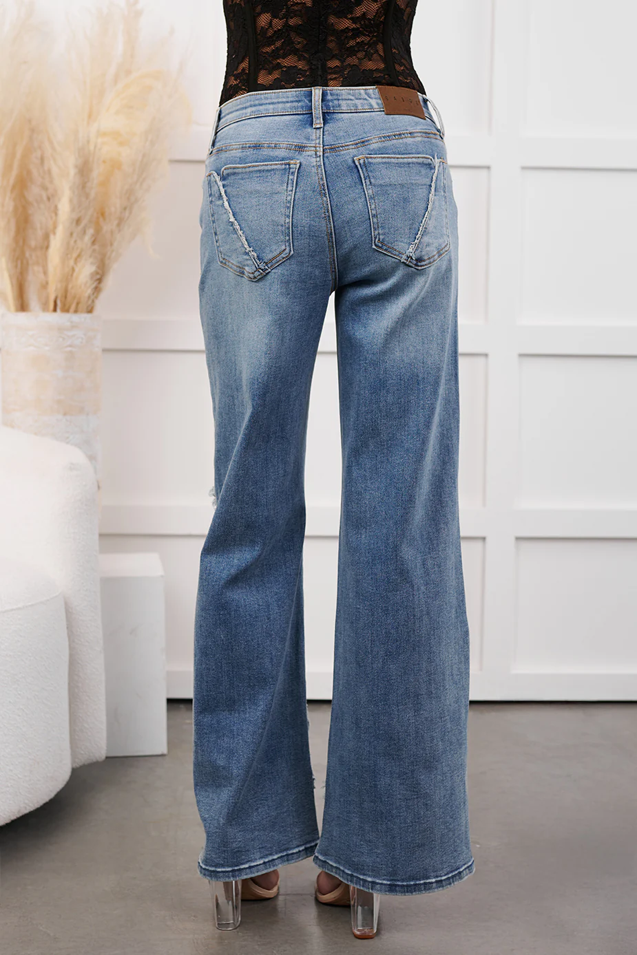 Milly Tummy Control Saige Denim Wide Jeans (Medium) - Image 7