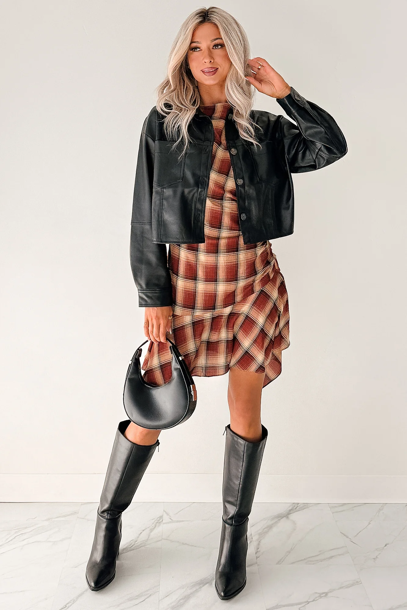 Minimal Motion Faux Leather Button-Up Jacket (Black) - Image 4