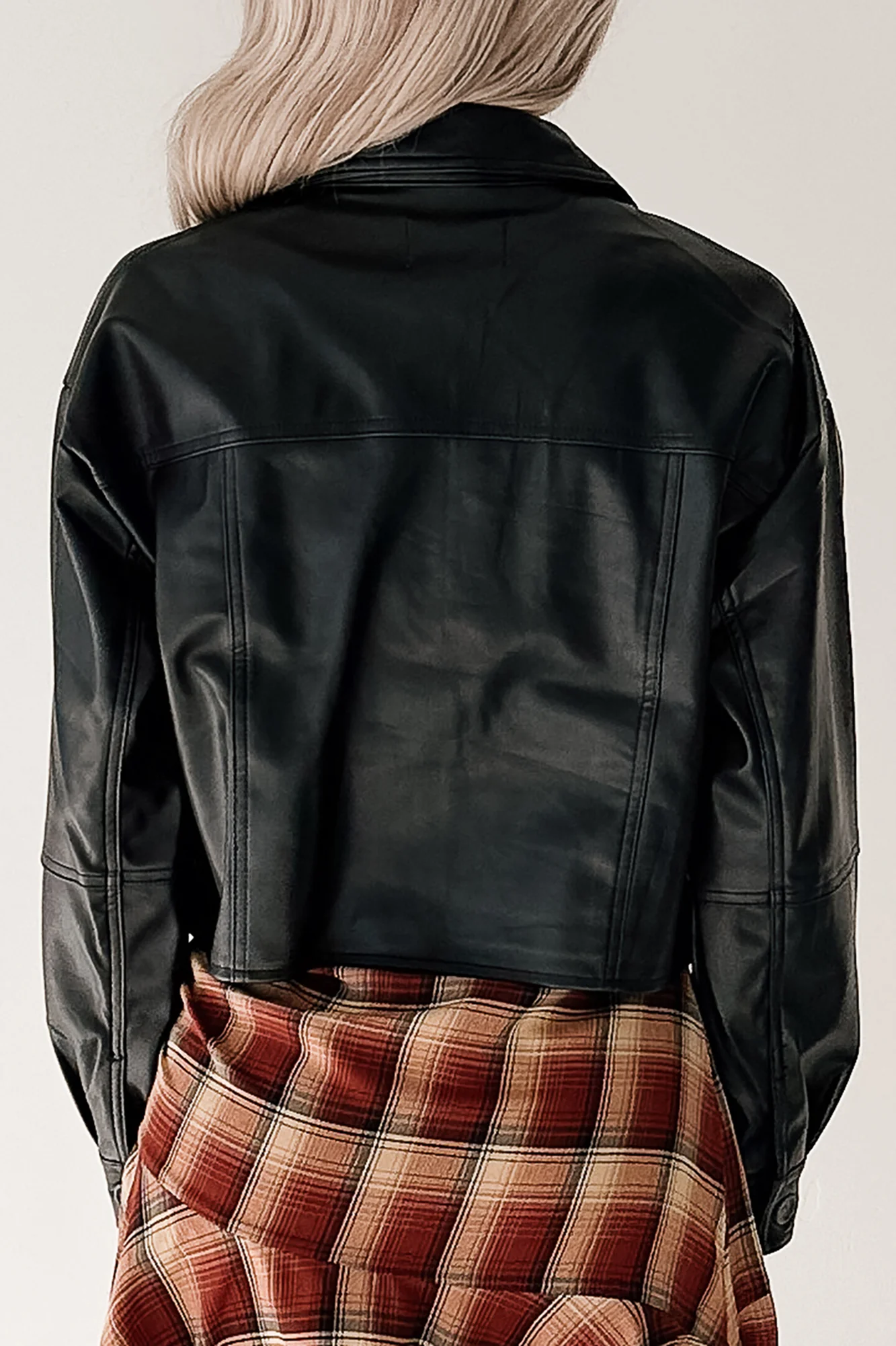 Minimal Motion Faux Leather Button-Up Jacket (Black) - Image 7