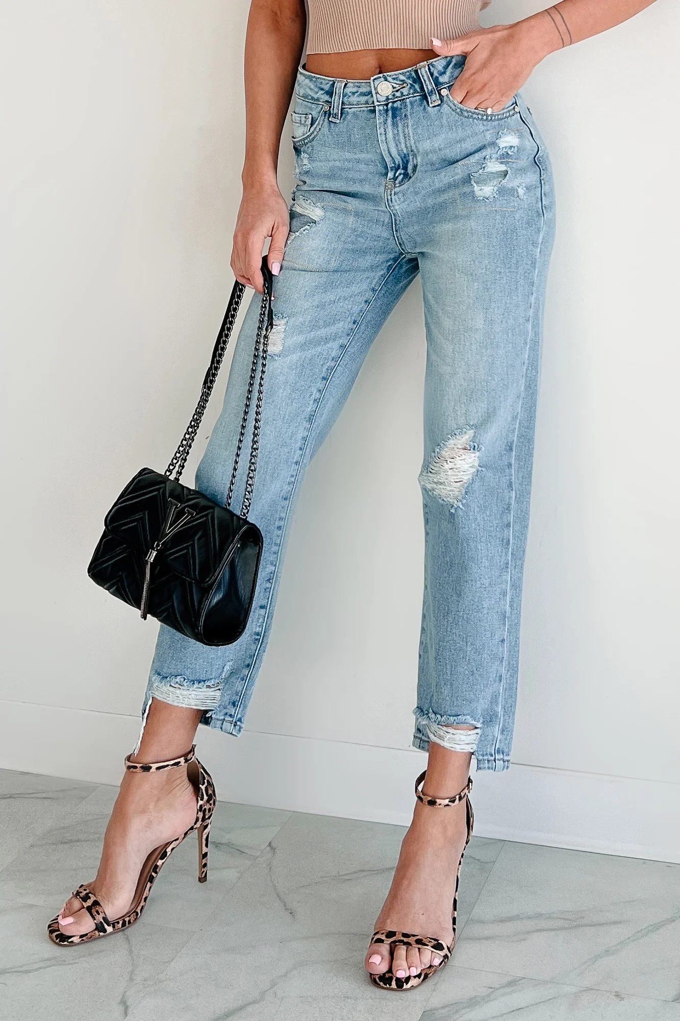 Monica High Rise Straight Leg Indigo Reign Jeans (Light Blue) - Image 3