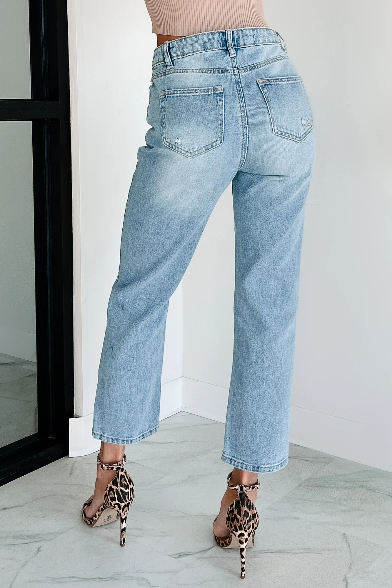 Monica High Rise Straight Leg Indigo Reign Jeans (Light Blue) - Image 5