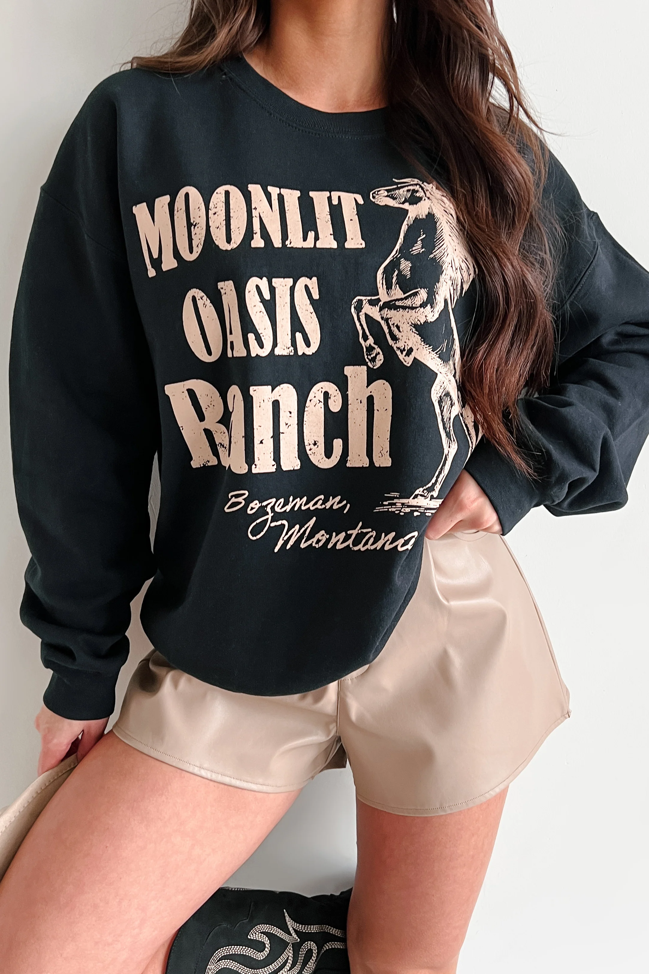 "Moonlit Oasis" Graphic Sweatshirt (Black) - Image 6