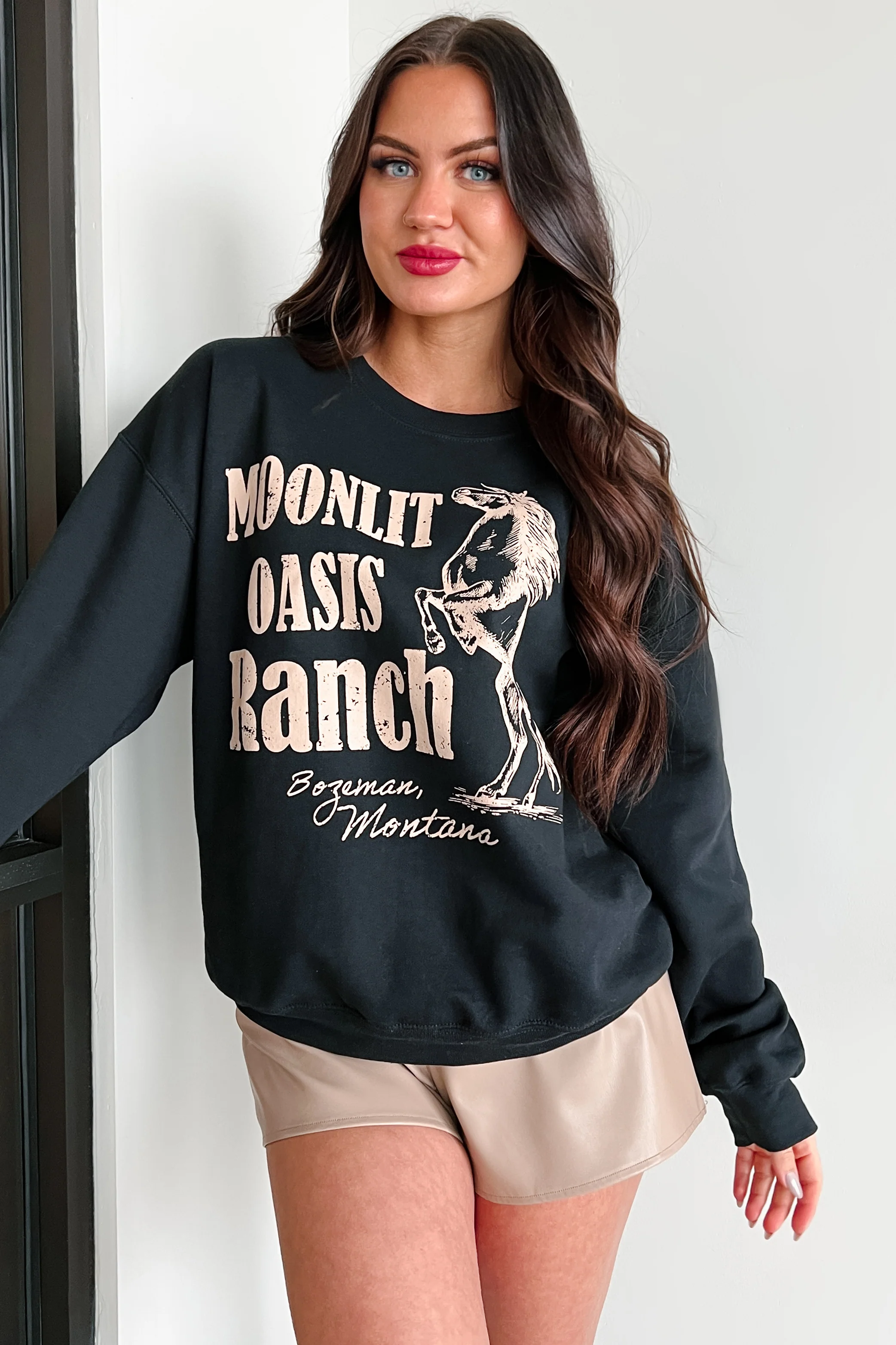 "Moonlit Oasis" Graphic Sweatshirt (Black) - Image 8