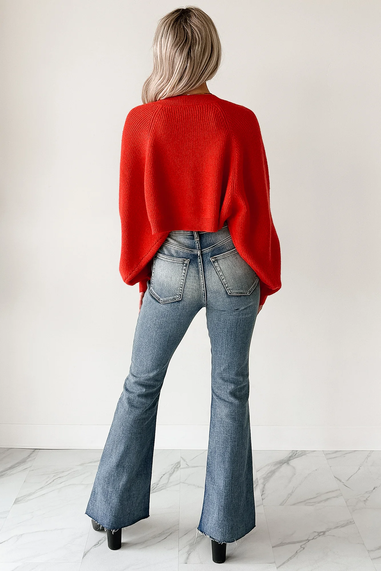 Moonlit Quiet Open Front Bolero Cardigan (Orange/Red) - Image 4